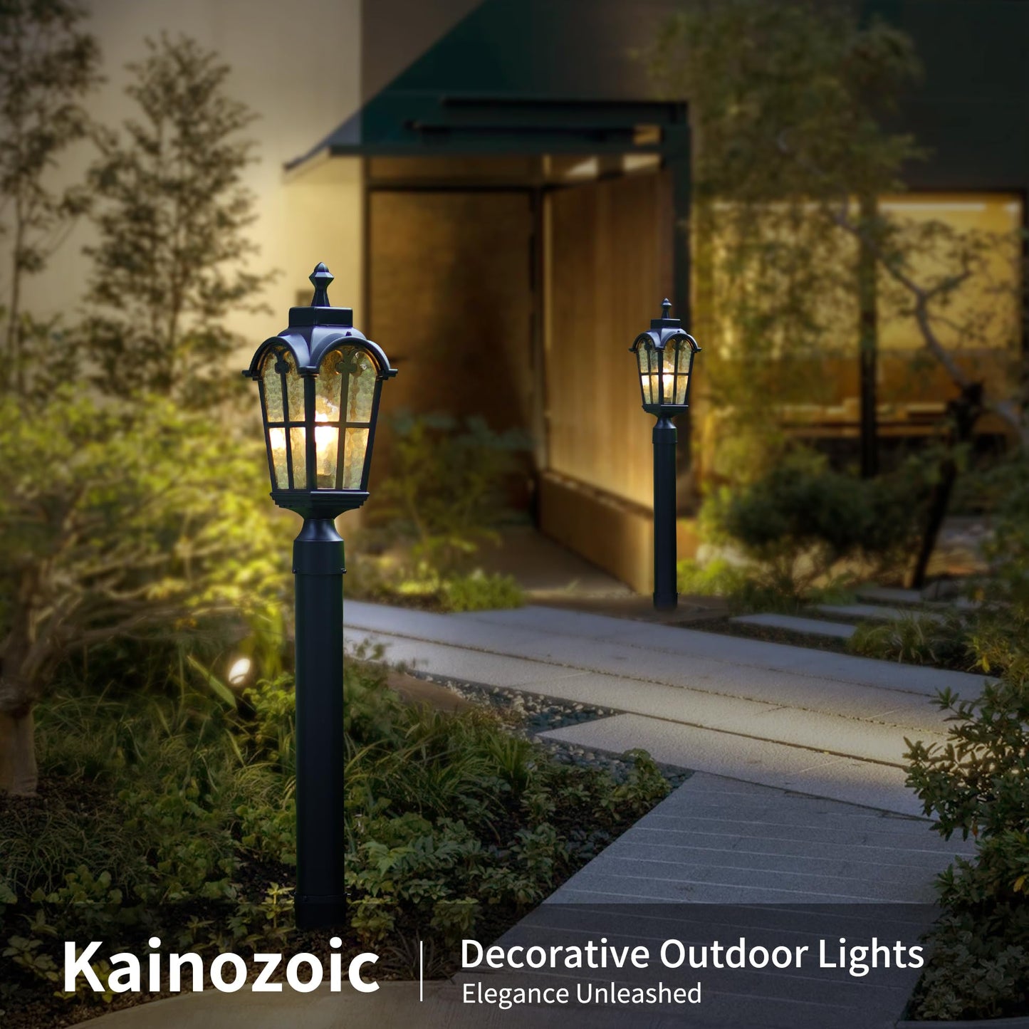 Outdoor Post Lights Fixture Anti-Rust Lamp Post Light Fixture Waterproof Exterior Pole Light Outside Pole Lighting for Yard Pathway Driveway Fence