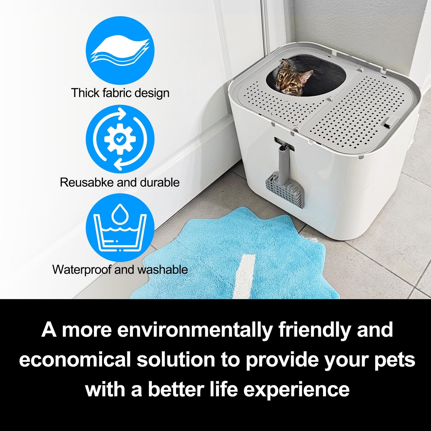 Durable Liners for Type A with Carrying Handles, Recyclable Litter Box Liners A Compatible with Modkat Flip Litter Box, Waterproof and Scratch-Resistant Cat Box Liners