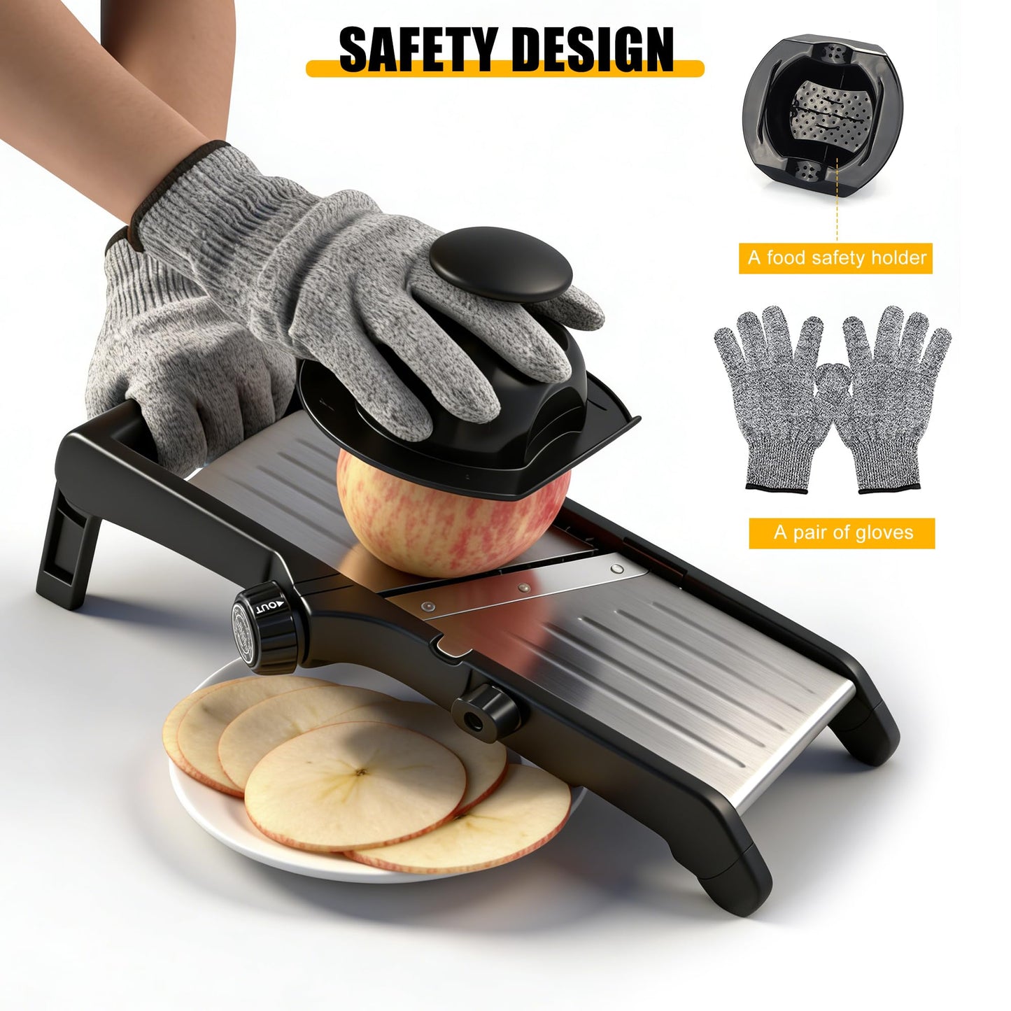 Mandoline Food Slicer for Kitchen, Adjustable Stainless Steel Mandoline Vegetable Slicer, Food Slicer Onion Potato Chip French Fry 7 in-1 Vegetable Slicer