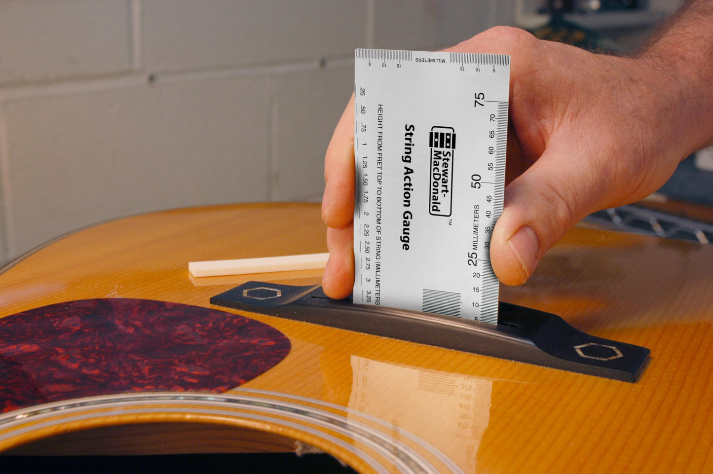 StewMac String Action Gauge And Ruler, Inches, Stainless Steel - Designed by StewMac, The Original measuring tool for acoustic and electric guitar, and bass setup
