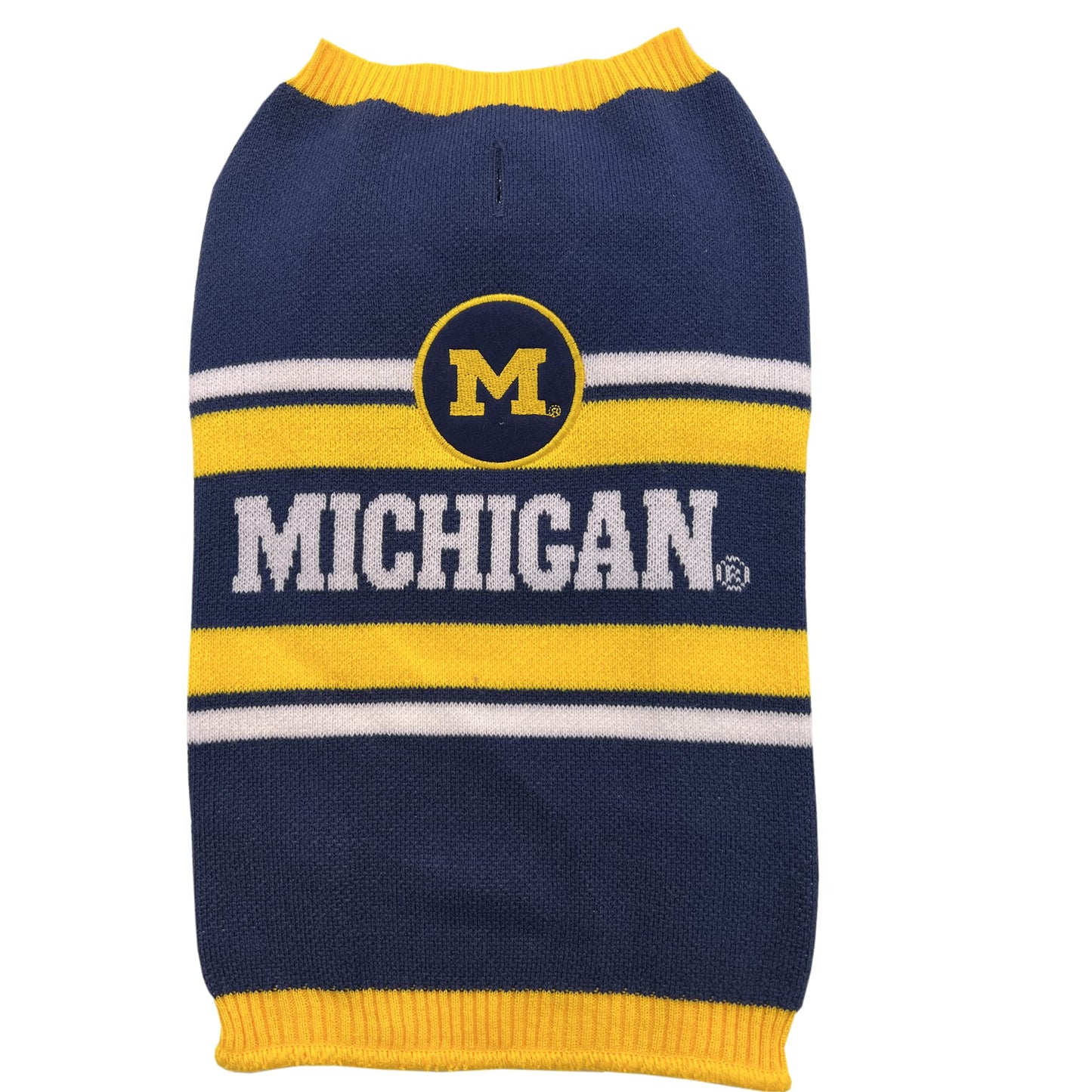 NCAA Michigan Wolverines Dog Sweater, Size Medium. Warm and Cozy Knit Pet Sweater with NCAA Team Logo, Best Puppy Sweater for Large and Small Dogs