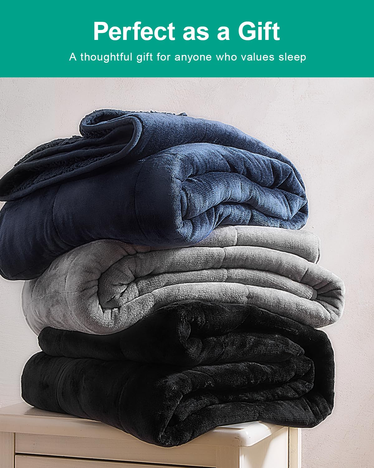 Super Soft Fuzzy Sherpa Fleece Weighted Blanket, 15 lbs Dual Sided Fluffy Heavy Weighted Blankets for Adults - No Bunching with Double Layers of Soft Inner Lining (60"x 80", 15 Pounds)