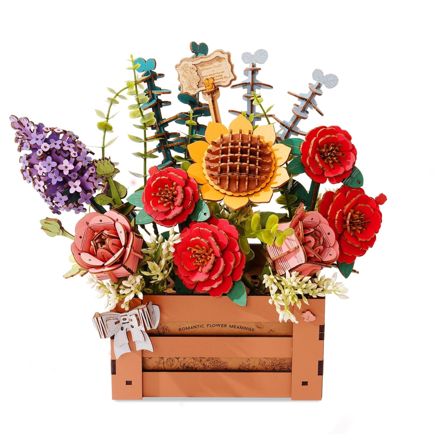 Wowood 3D Wooden Flower Puzzle for Adults-Wooden Bloom Box, DIY Craft Model Kit Building Set, Botanical Decor Creative Gift for Lovers Nature Enthusiasts (658PCS)