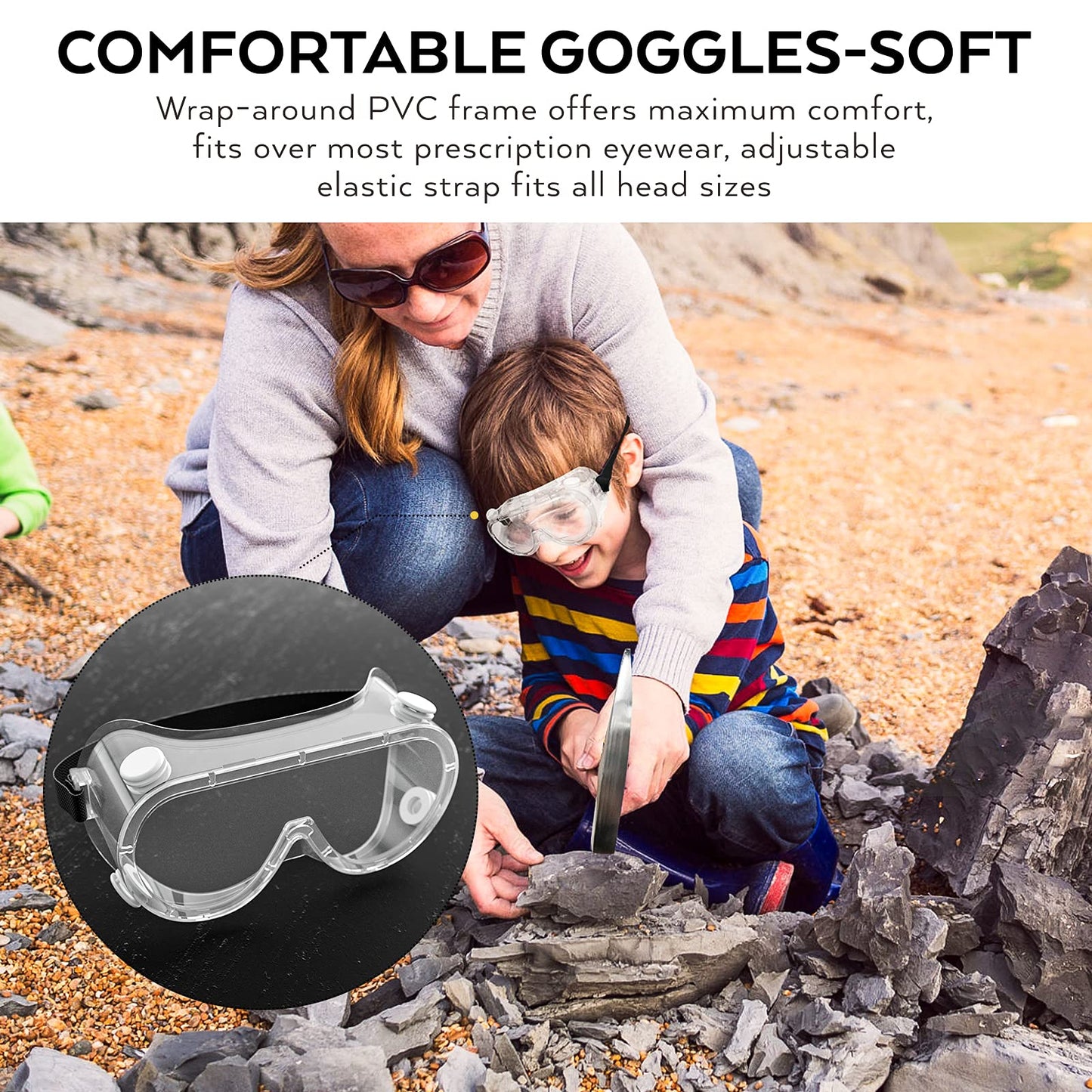 INCLY 5 PCS Geology Rock Pick Equipment Kit, 32 oz Rock Hammer with 12" Mason Concrete Chisel, Jewelers loupe, Summer Outdoor Camping Tool Set for Hounding,Gold Mining & Prospecting, Stone Breaking