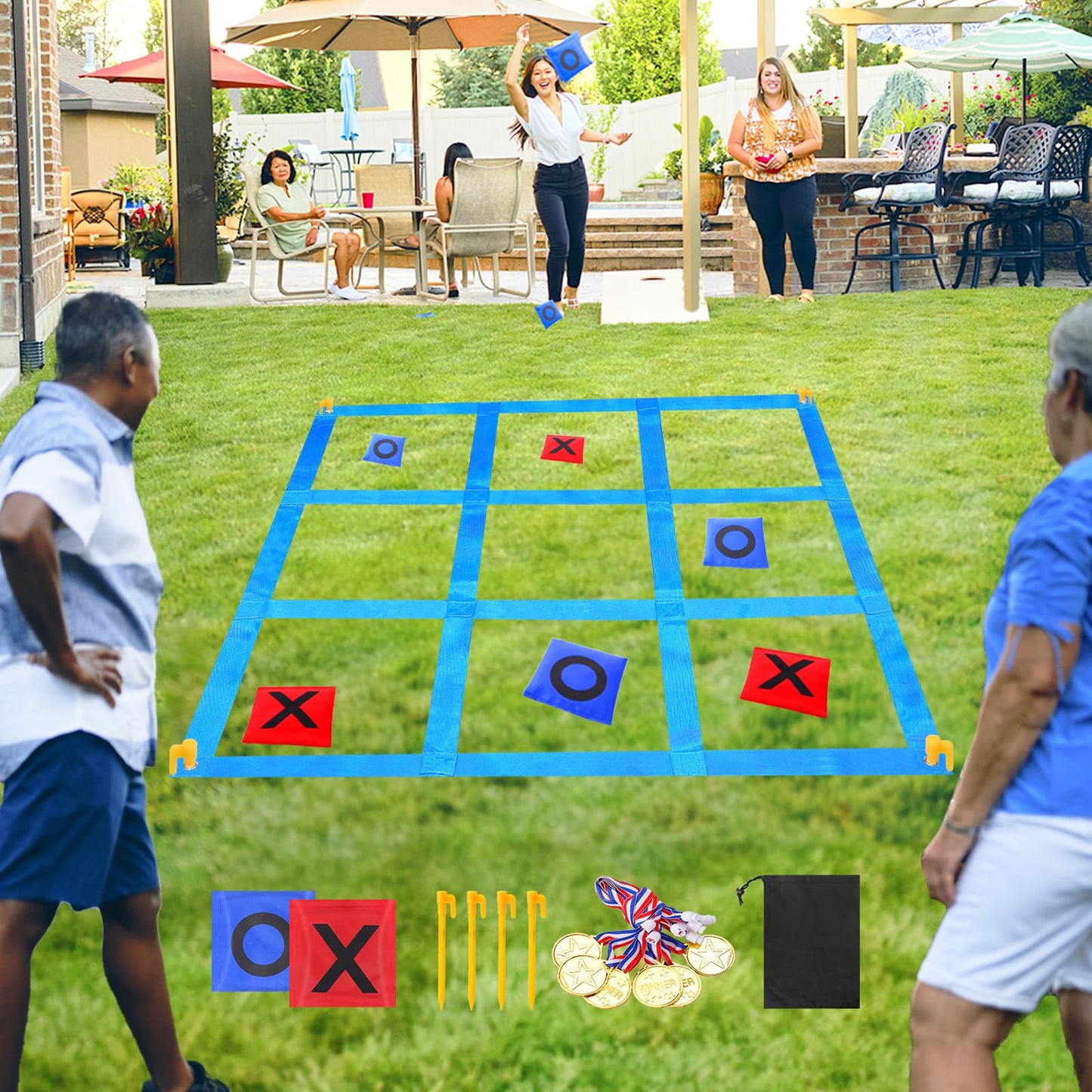 CWLAKON Outdoor Giant Tic Tac Toe Bean Bag Toss Games for Kids Adults Family, Outside Large Lawn Yard Backyard Carnival Field Day Game, Birthday Party Family Reunion Beach Picnic Camping Games