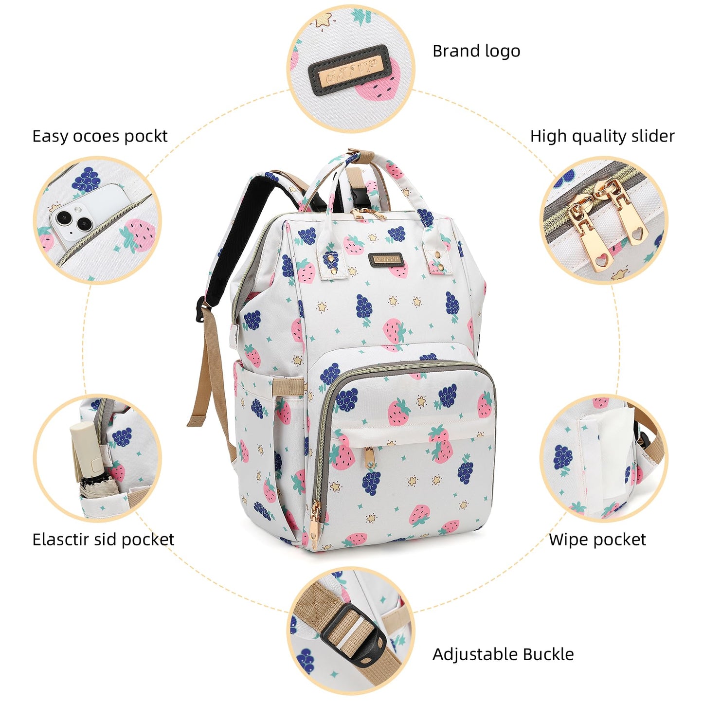 Diaper Bag Backpack for Women, Baby Bags for Girls,Diaper Bag with Changing Pad, and Insulated Pockets