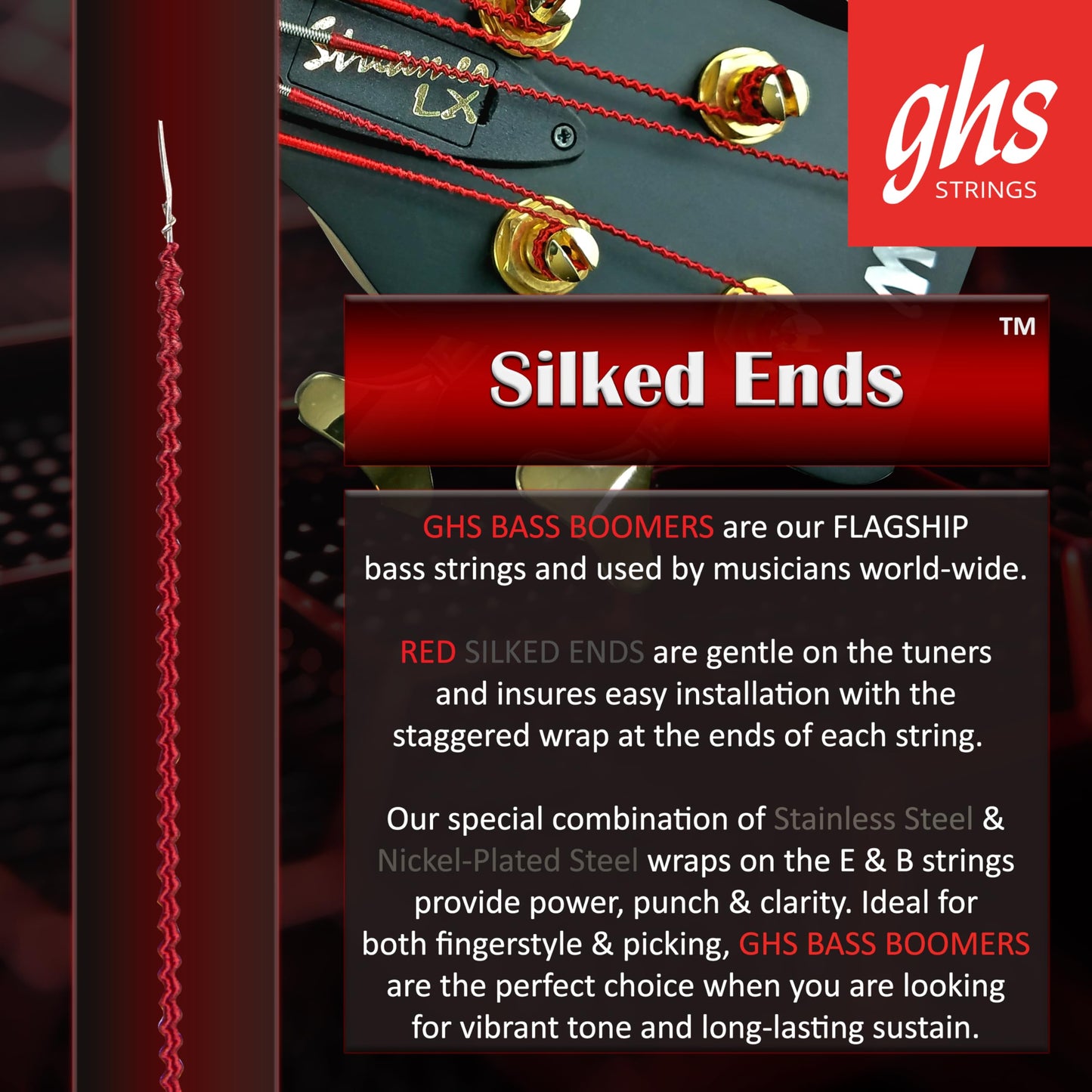 GHS Strings H3045 Bass Boomers, Heavy Set