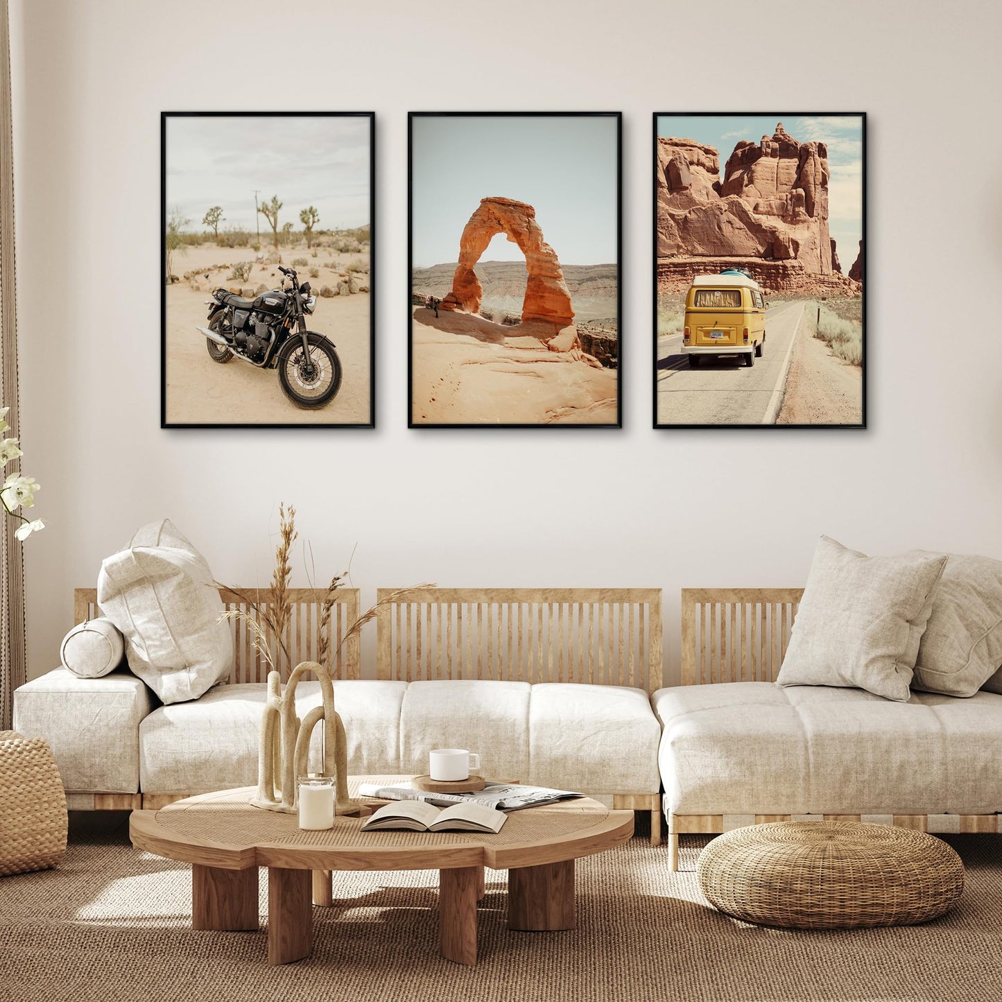 Americanflat 20x30 Poster Frame with Polished Front Cover - Set of 3 - Slide-In Photo Frame with Buildable Molding - Fusion Collection - Picture Frames for Wall Display - Black