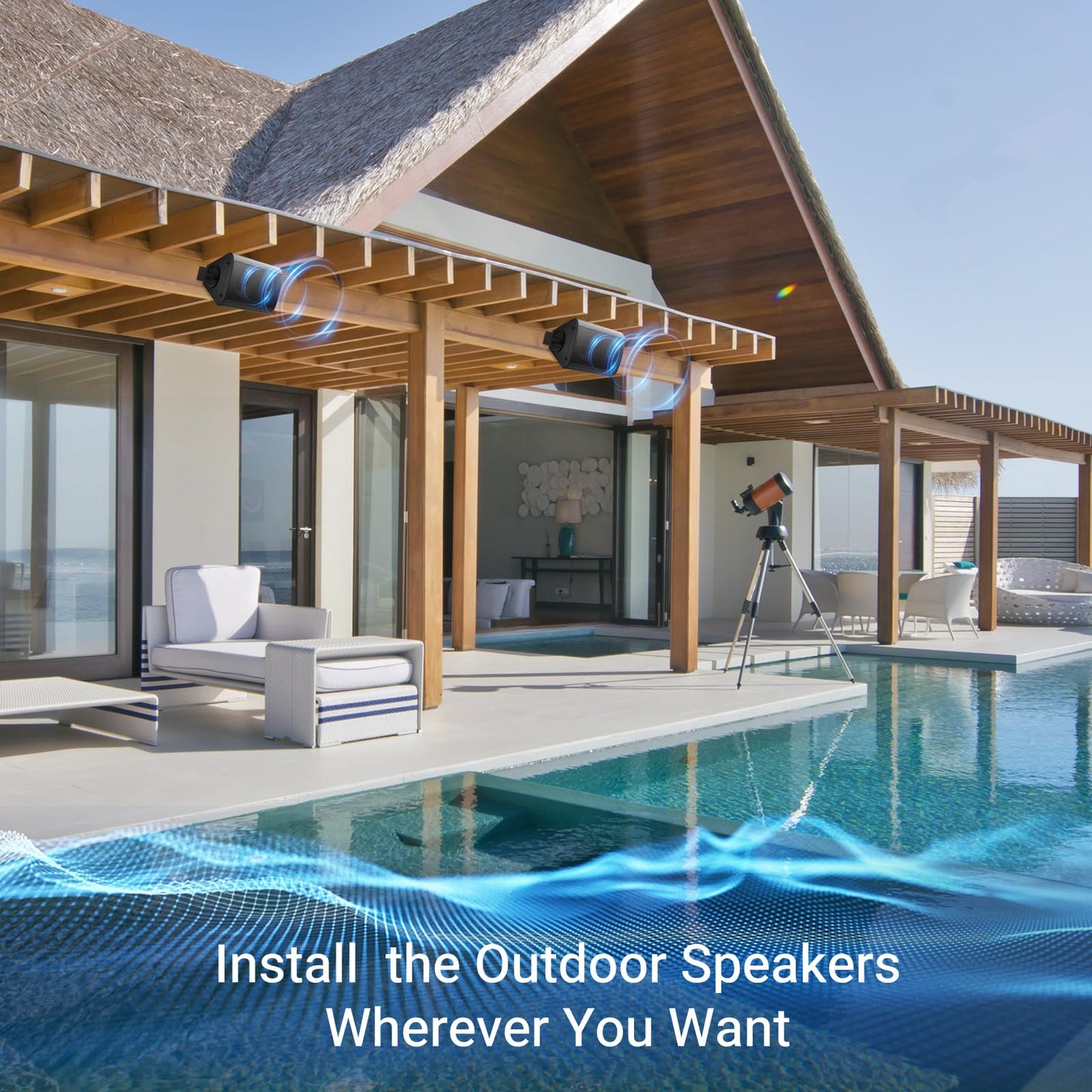 Herdio 4 Inches Bluetooth Outdoor Speakers Waterproof Patio Deck Wall Mount (Black)