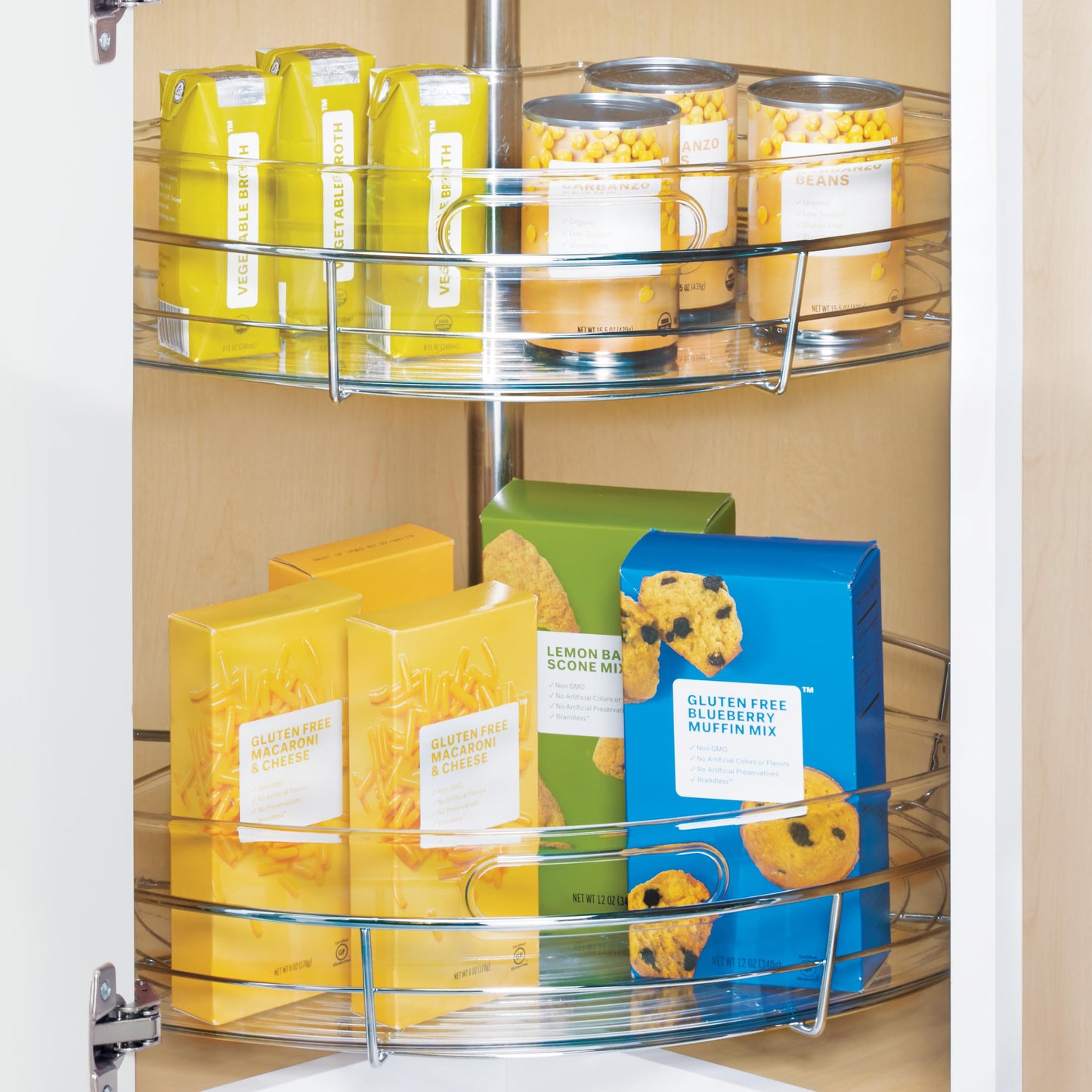 iDesign Lazy Susan 1/4 Wedge Organizer Bin with Handle - Corner Cabinet Organizer - Set of 4 - Clear
