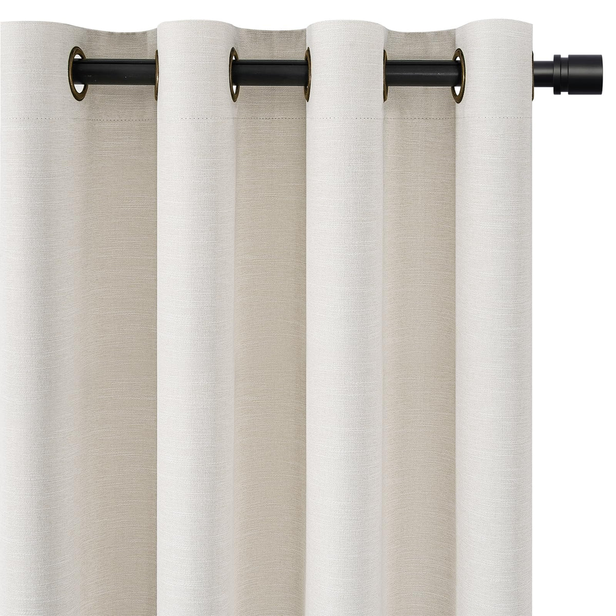 96 Inches Long Grommet 100% Blackout Curtains Linen Textured Black Out Curtains Full Light Blocking Energy Saving Linen Drapes 52Wx96L 2 Panels