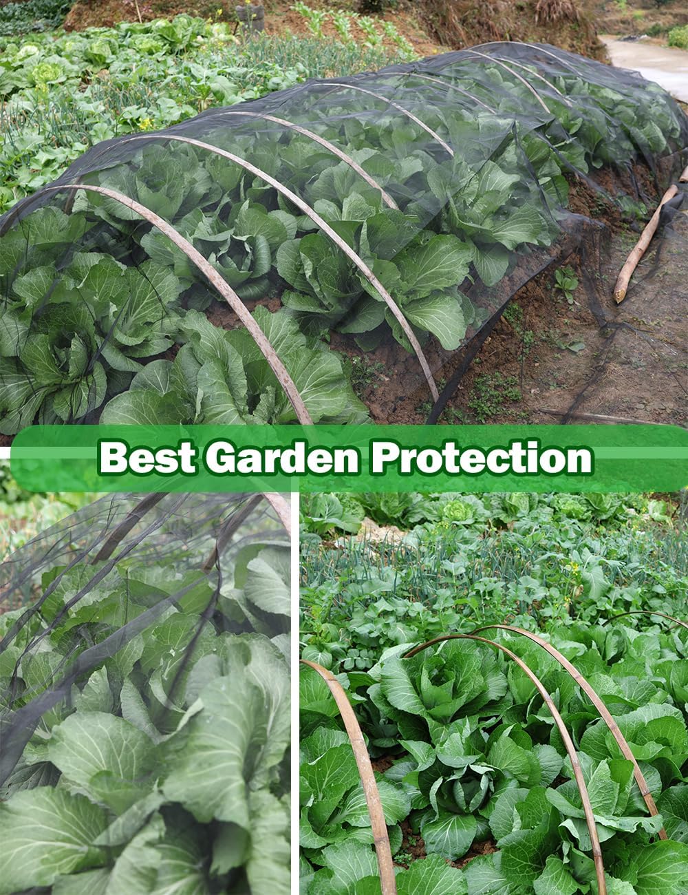Wohohoho Stronger Garden Insect Mesh Netting, 10Ft x 33Ft Nano Black Bird Net Barrier. Mosquito Netting Screen for Patios Balcony Porch Cover, Garden Protection for Vegetables Plants, Shading Rate 33%