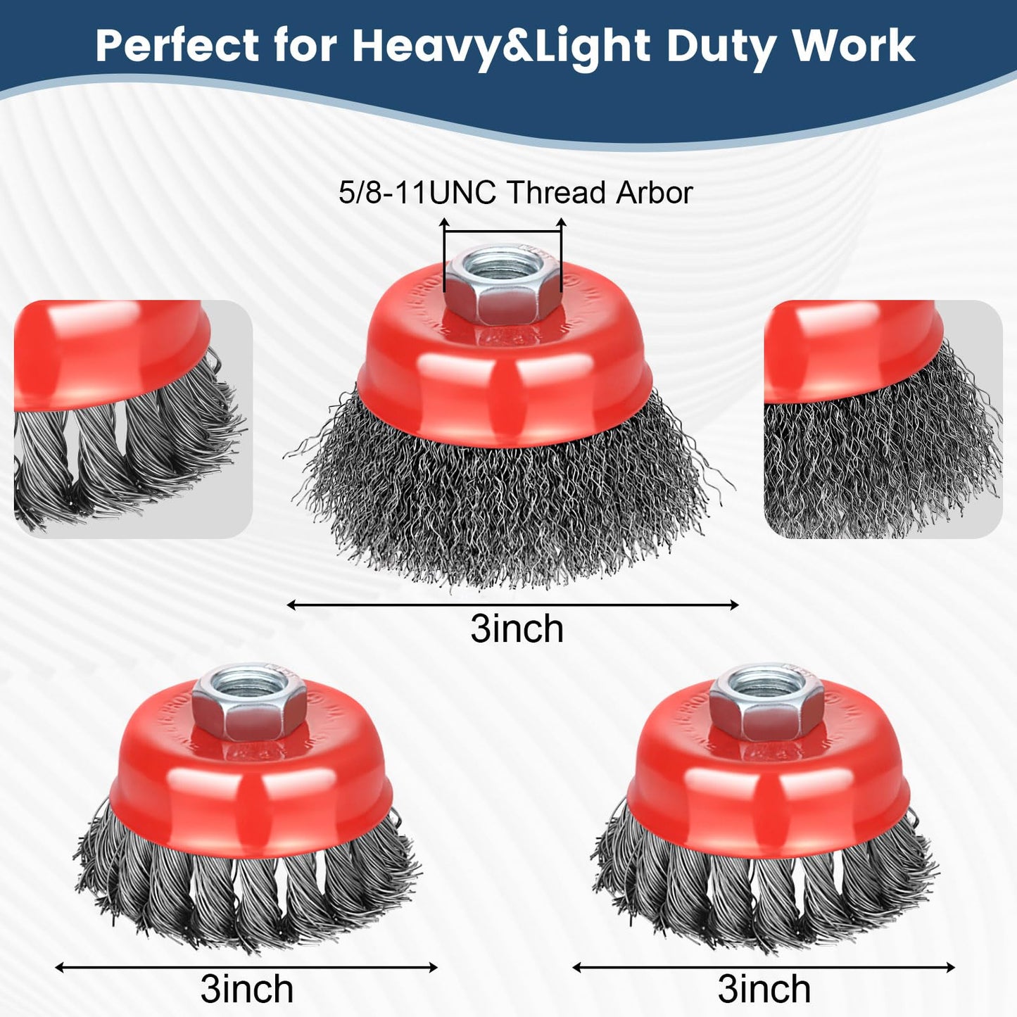 10pcs Wire Wheel for 4 1/2 Angle Grinder Wire Wheel Brush Cup Set with Threaded Arbor, Angle Grinder Wire Wheel for Rust, Corrosion, Paint Removal