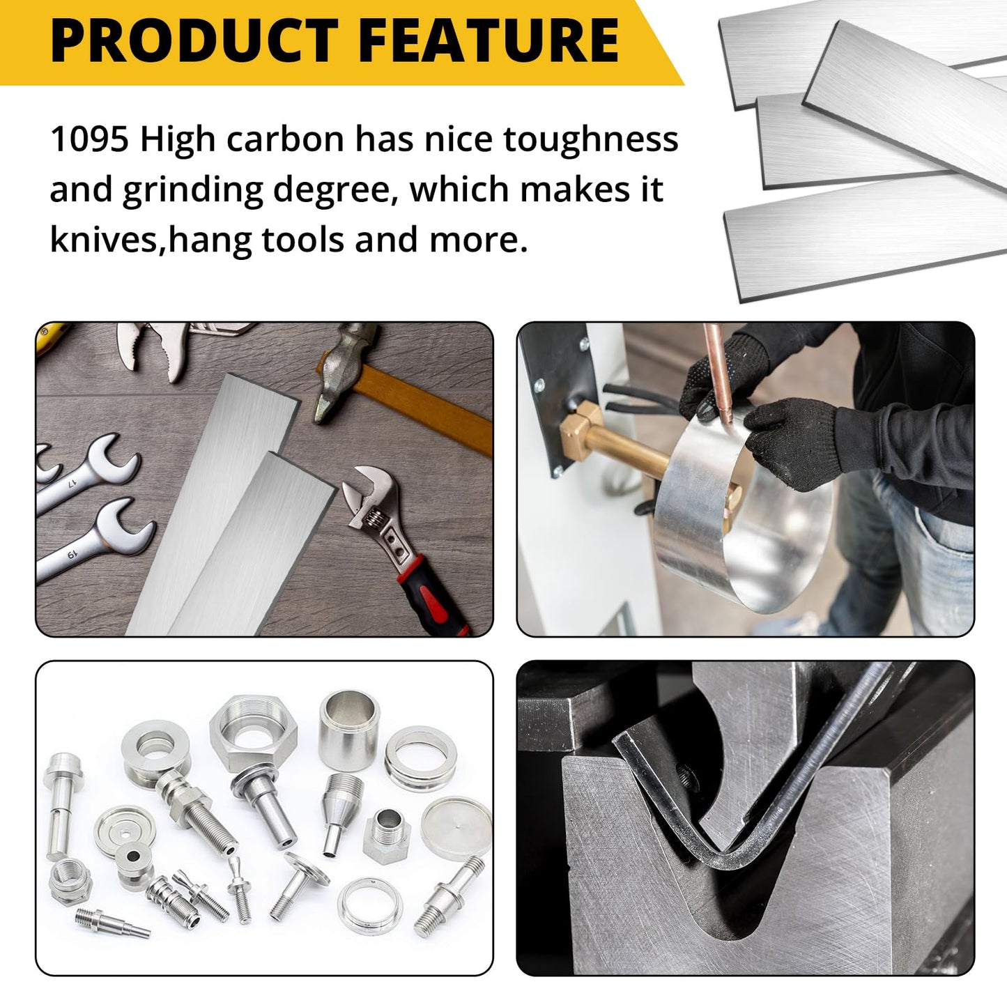 5 Pack 1095 Steel Flat Stock Bar,12” x 2” x 1/8” Perfect Knife Making Steel Barstock for Hobbyist and Professional Use,High Carbon Steel with Strict Quality Standards for DIY Knife Making