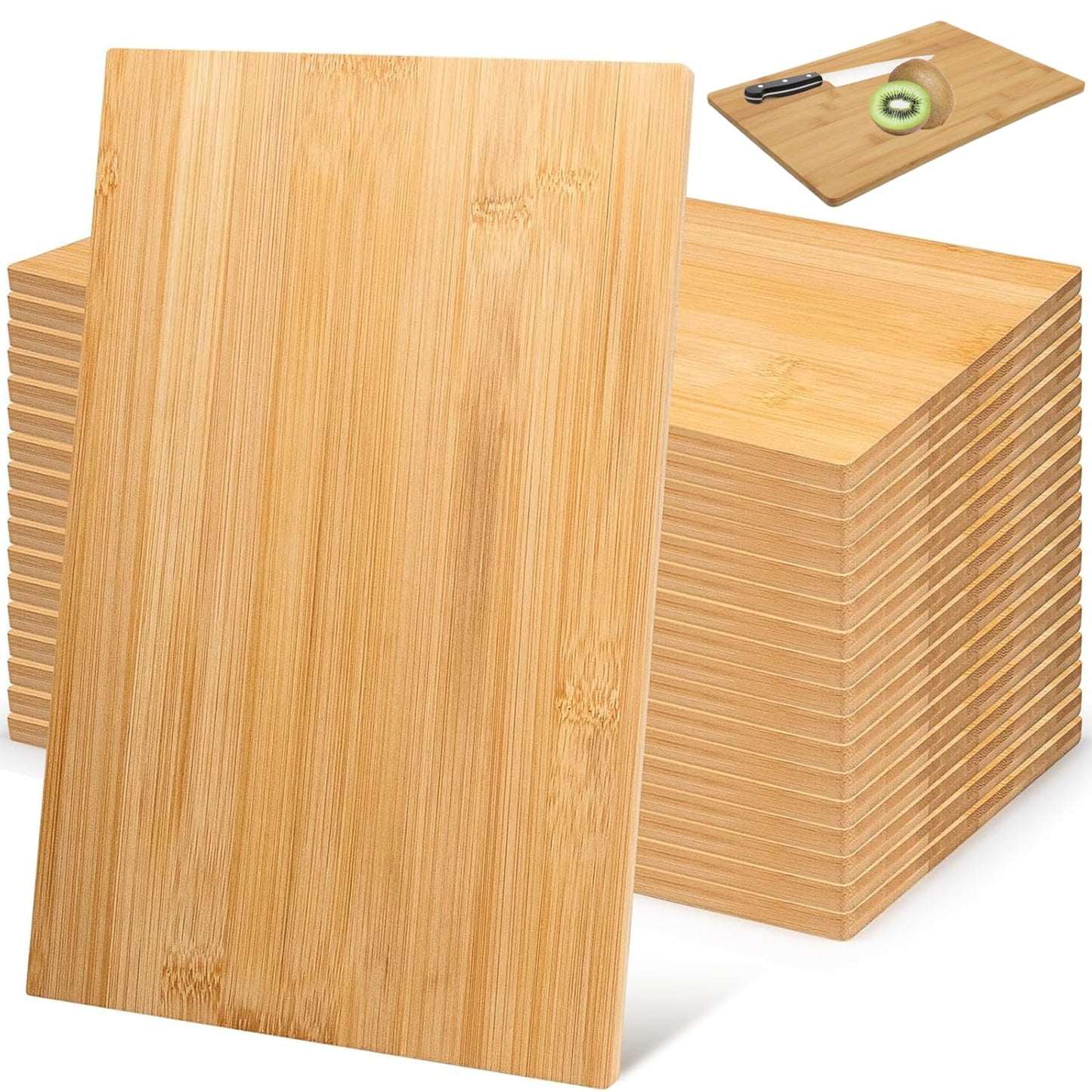 18 Pcs Bamboo Cutting Boards 12x8x0.3'' Bamboo Wood Chopping Board Set, Charcuterie Serving Boards for Kitchen Dining Cheese Bread Fruit Vegetable Cutting, Laser Engraving, Wholesale