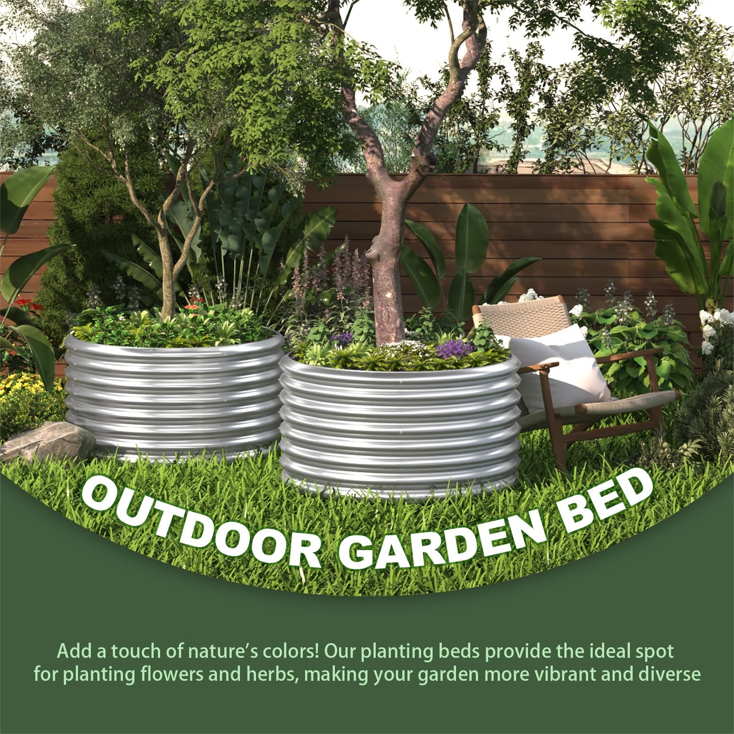 BTDVR 3 Pack Round Galvanized Metal Raised Garden Bed Outdoor, Metal Raised Beds for Gardening, Above Ground Garden Box for Flower, Steel Garden Bed for Vegetables - 2FT