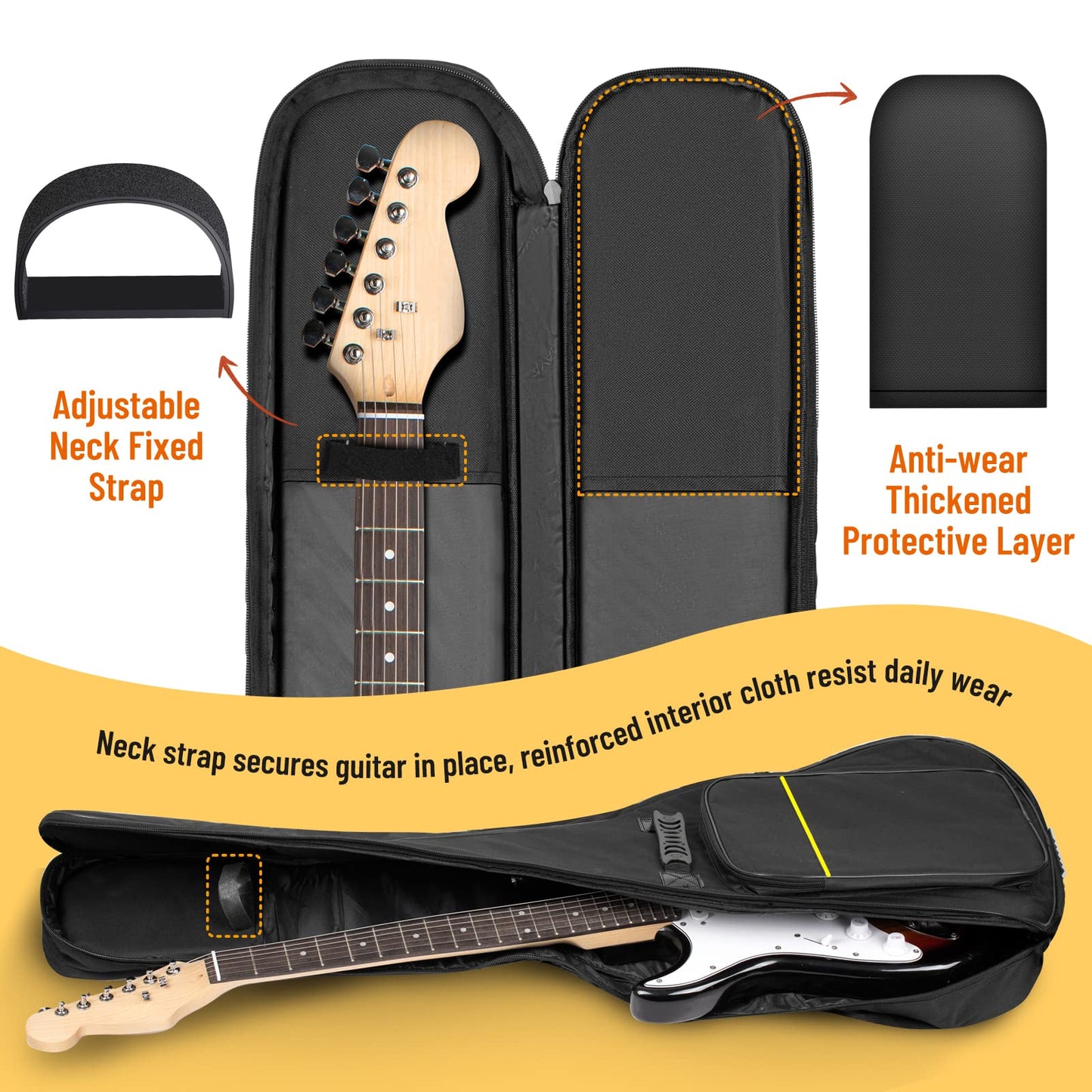 CAHAYA Guitar Bag Gig Bag Padded Backpack Oxford Cloth Water-Resistant with Large Pockets for Guitars (Electric Guitar Bag)