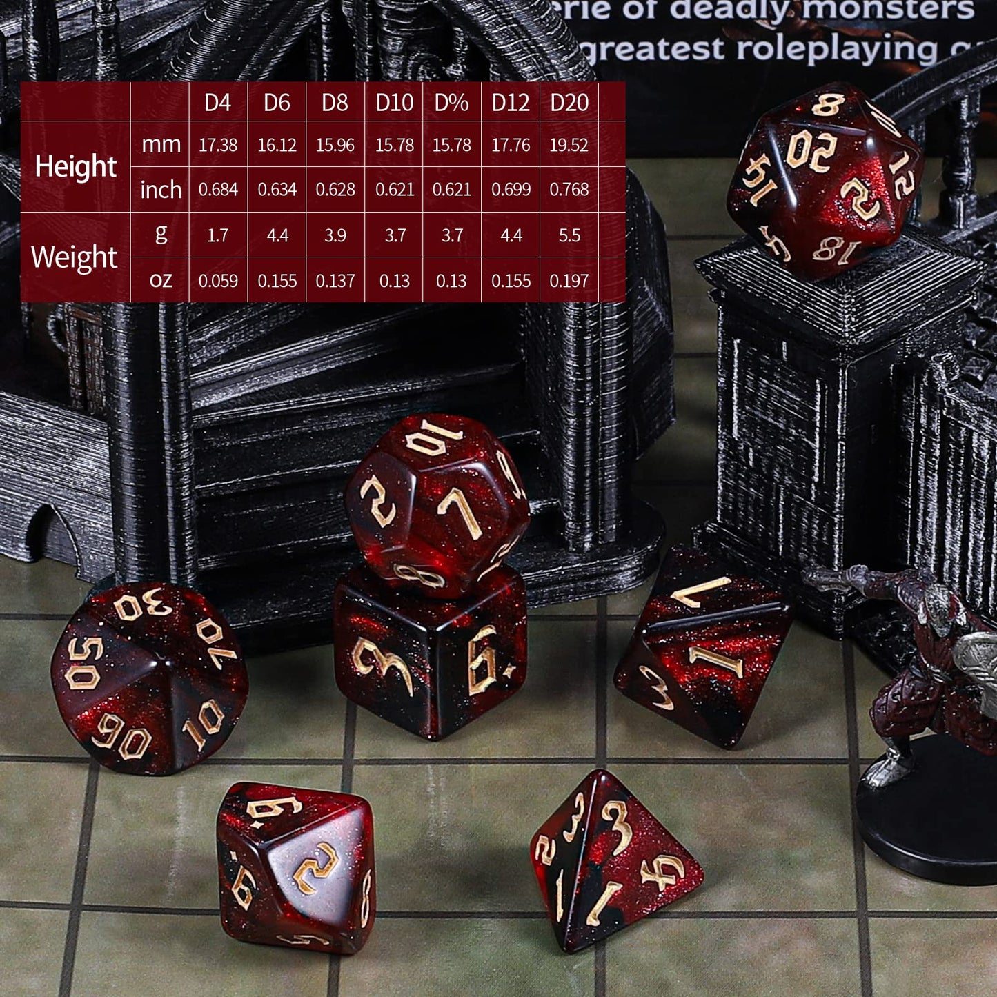 CiaraQ DND Dice Set - 26 x 7 (182pcs) Polyhedral Dice for Dungeons and Dragons D&D RPG MTG Role Playing Table Games, with a Large Flannel Bag