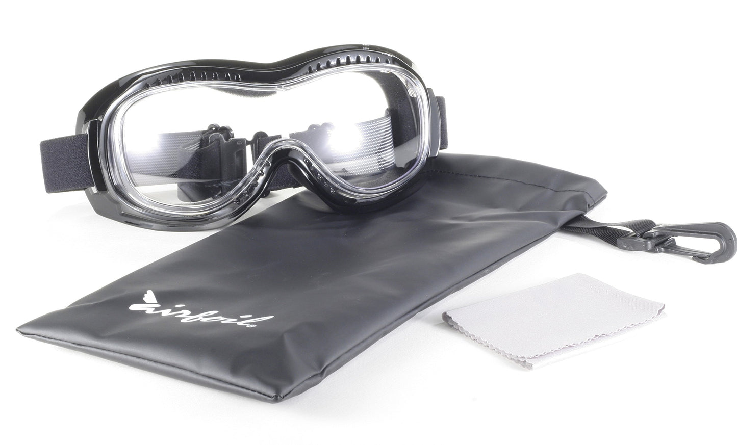 Pacific Coast Airfoil Padded 'Fit Over Glasses' Riding Goggles (Black Frame/Clear Lens) (9305)