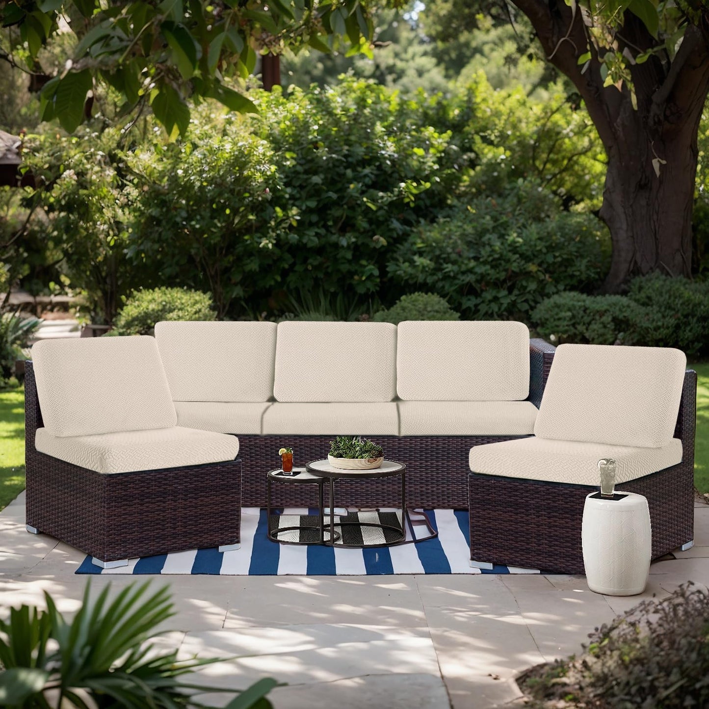 Outdoor Cushion Covers Waterproof,Stretch Garden Seat Cushions Cover Patio Chair Cushions,Replacement Chair Seat Covers Washable Furniture Protector for Outdoor Couch & Sofa Cushions
