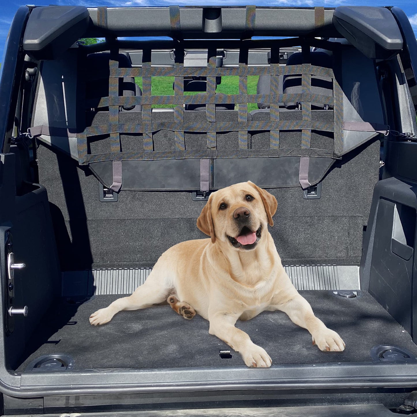 BESTAOO for Ford Bronco Dog Car Barrier, Pet Net Vehicle Safety Mesh Dog Divider for Ford Bronco Accessories 2021 2022 2023 2024 4-Door, Fits Trunk Cargo Area, Easy to Install