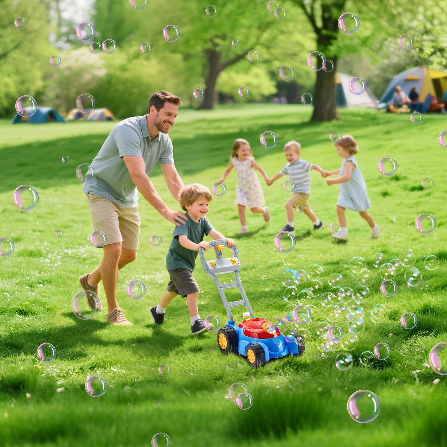 Cooldele Bubble Lawn Mower for Toddlers, Outdoor Bubbles Machine Toy for Kids - Lights and Music Bubble Mower, Birthday Gifts for Toddlers & Kids Ages 2-3 4-5