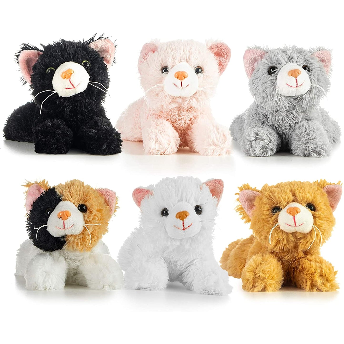 Prextex Pack of 6 Realistic Looking Plush Cats 6 Inches Long