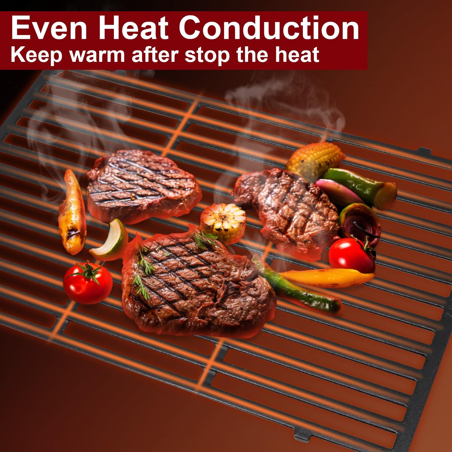 Hiorucet 19.5" Cooking Grids Replacement for Weber Genesis 300 Series, Genesis E310/E320/E330/S310/S320/S330, Heavy Duty Cast Iron Grill Grate for Weber Parts 7524, 3 Burner BBQ Grills, 2-Pack