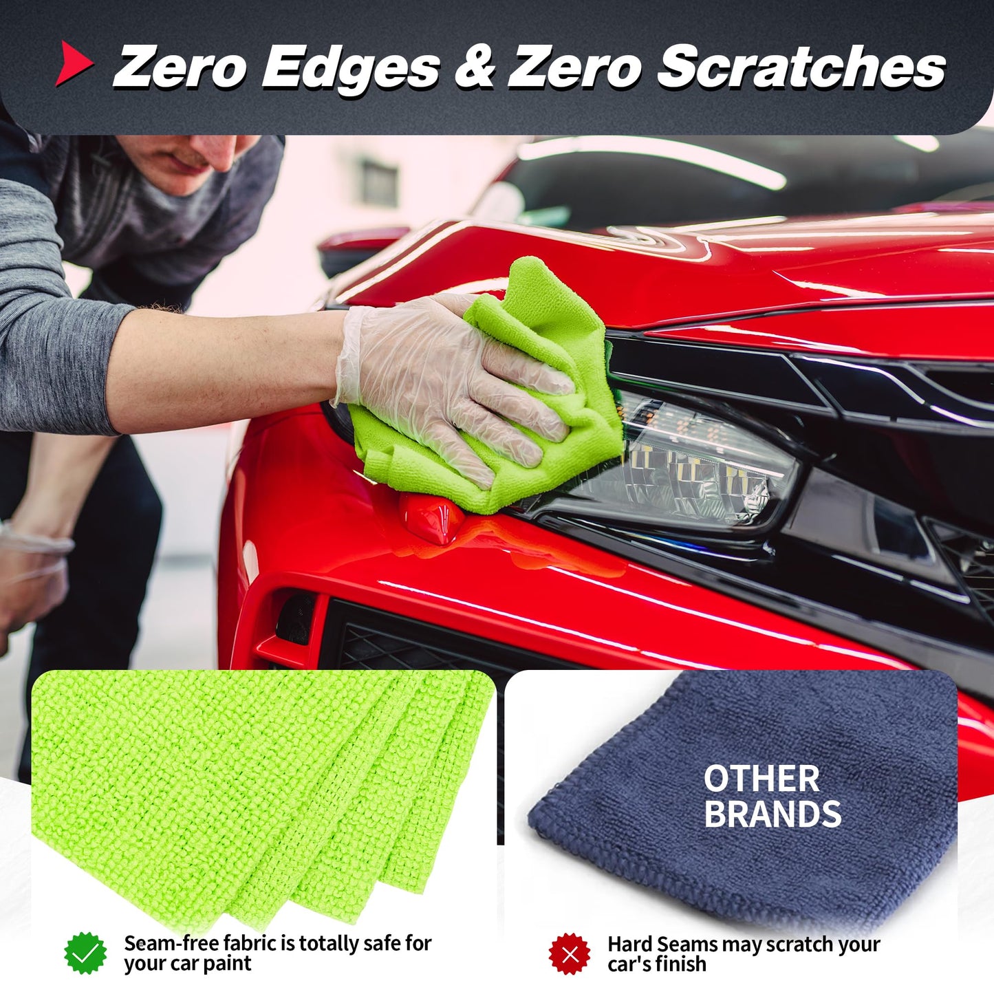 FIXSMITH Microfiber Cleaning Cloths, 100 Pack Shop Towels, Lint-Free Microfiber Towels for Car, All-Purpose Cleaning Rags for Housekeeping, Dust Cloth for Office, Mechanic, Automotive (12inx12in)