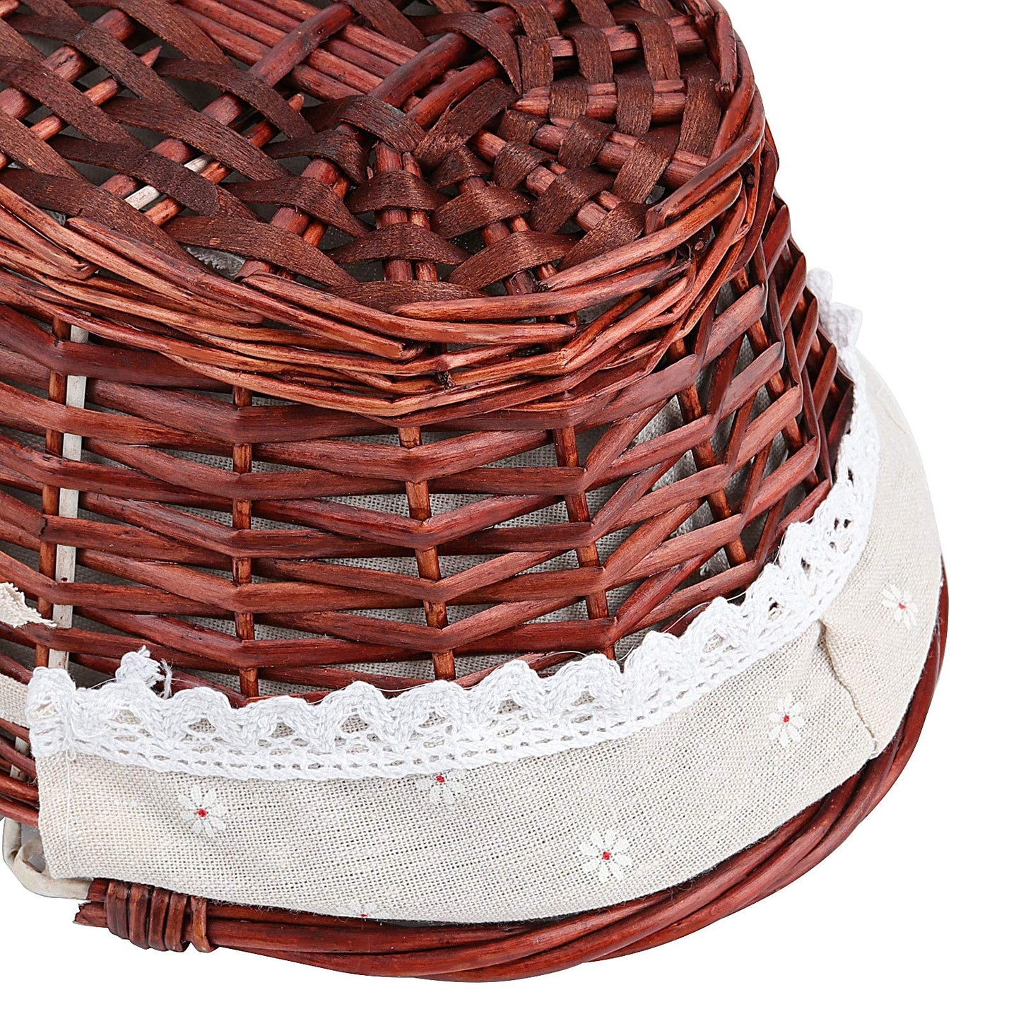 ZOENHOU 2 PCS Brown Wicker Woven Basket, Willow Storage Harvest Basket with Handles and Liner for Picnic Fruit Vegetable Picking Egg Candy Gathering Valentines