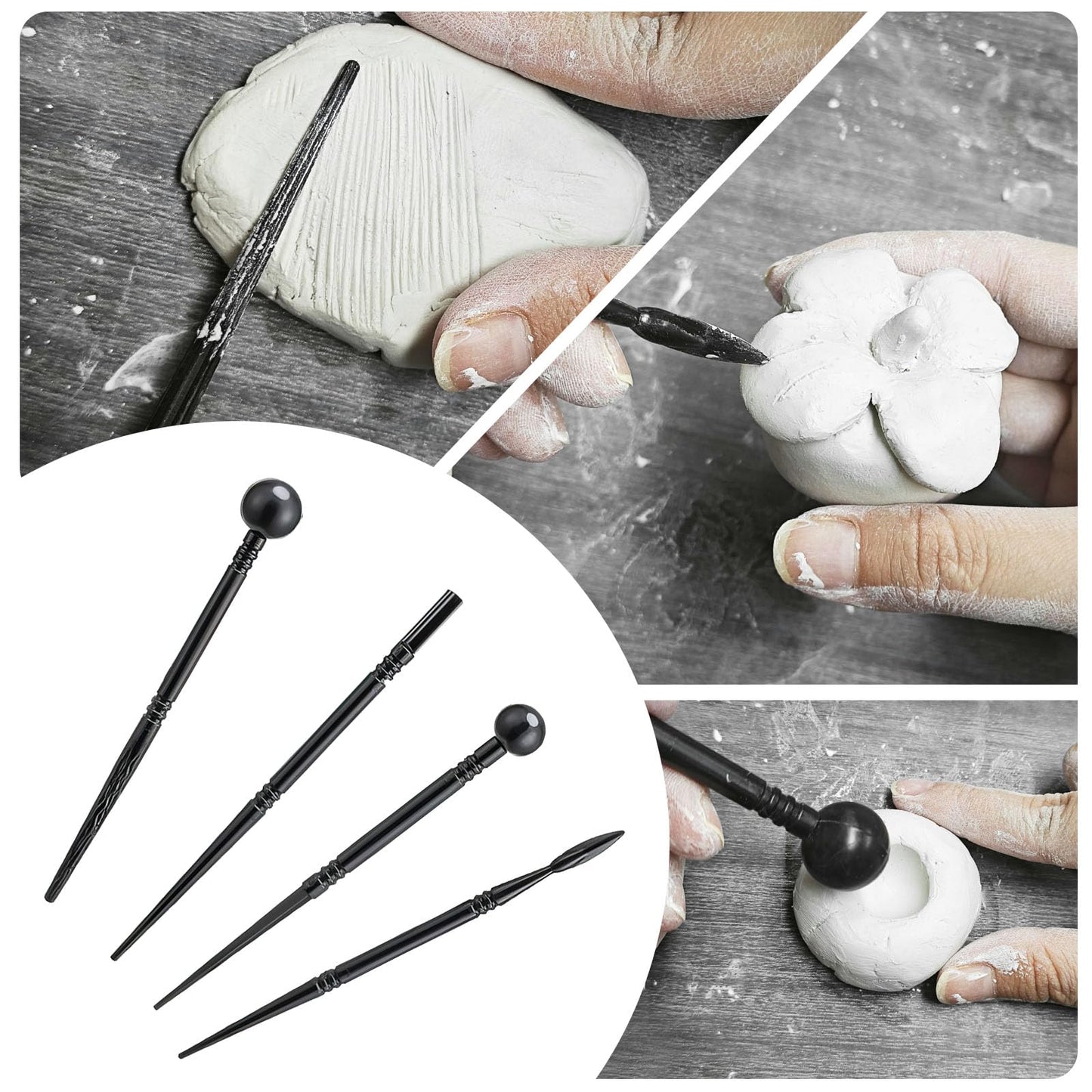 EIGTWEN 100ml Air Dry Clay Glaze and 29pcs Clay Tools Kit, Gloss Airdry Varnish Protects Pottery from Surface Wear, Pottery Tools Can be Used for Stippling, Carving, Molding(Gloss)