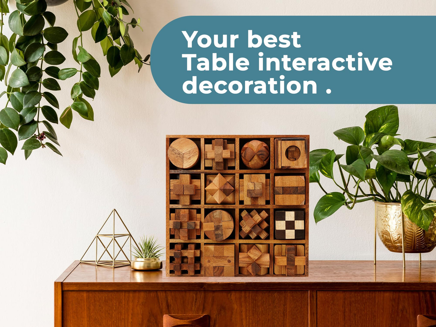 BSIRI Brain Teaser Games for Adults Cube Puzzles Brain Teasers, Mind Teasers Toy, Challenging Brain Games Puzzle Toys, Office Table Decor for Adults and Kids, Wooden Puzzle Box Set (16 Puzzle Games)