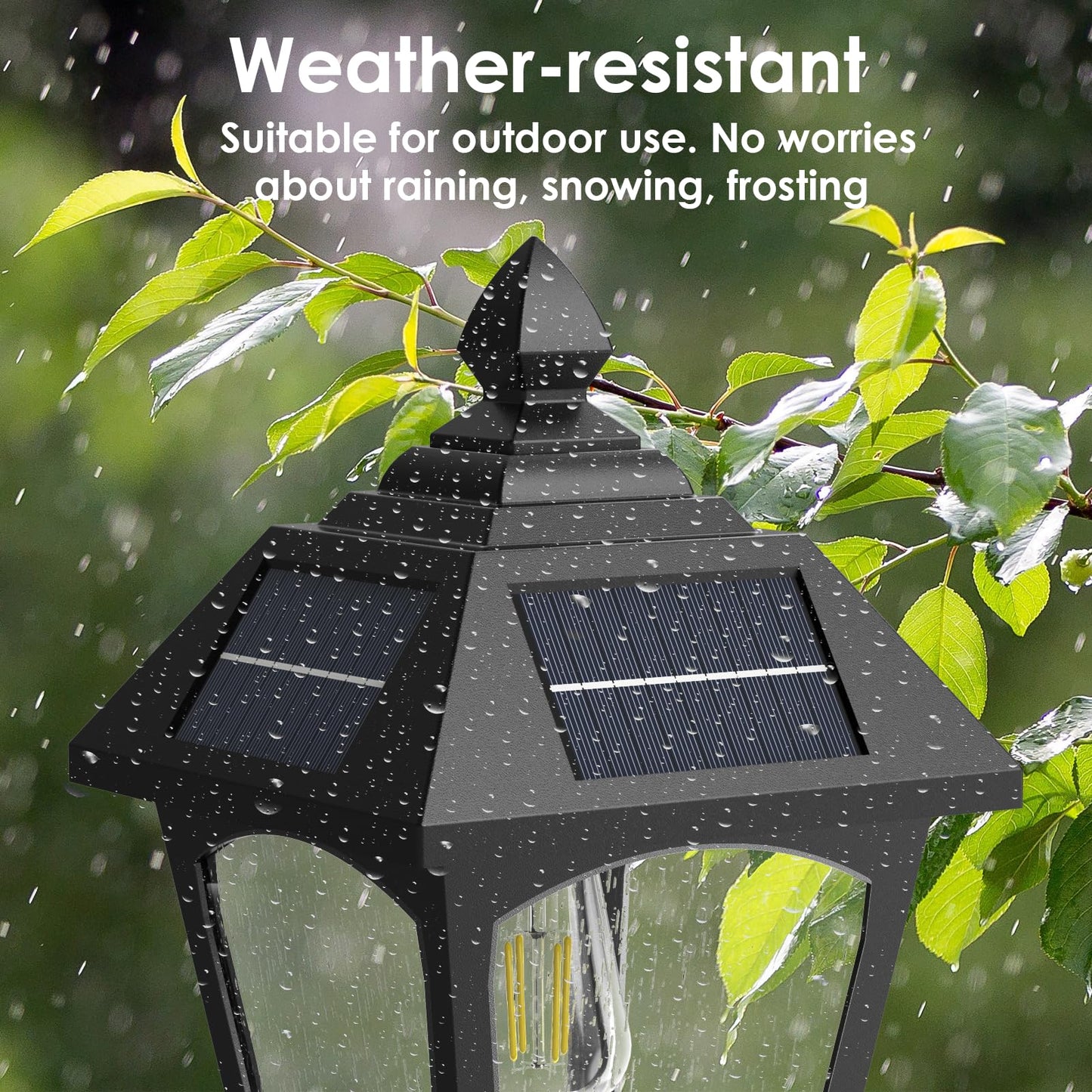 Benany Solar Post Lights Outdoor, Aluminium Solar Lamp Post Light with Pier Mount Base, Outside Decor for Yard Garden Pole Pillar, 100 Lumens (Warm White) ﻿