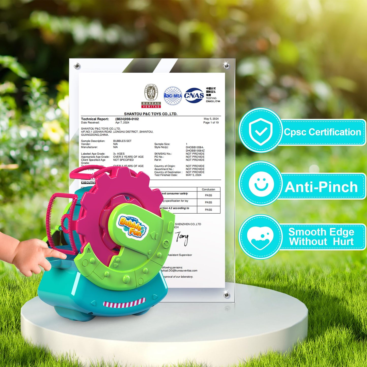 Bubble Machine for Toddlers Kids & Pets, with 8oz Safe Solution, Extra Large & Bubbles in Bubble Maker, Children & Pets Dog Toys Gift, Indoor/Outdoor Birthday Wedding Party Bubble Blower