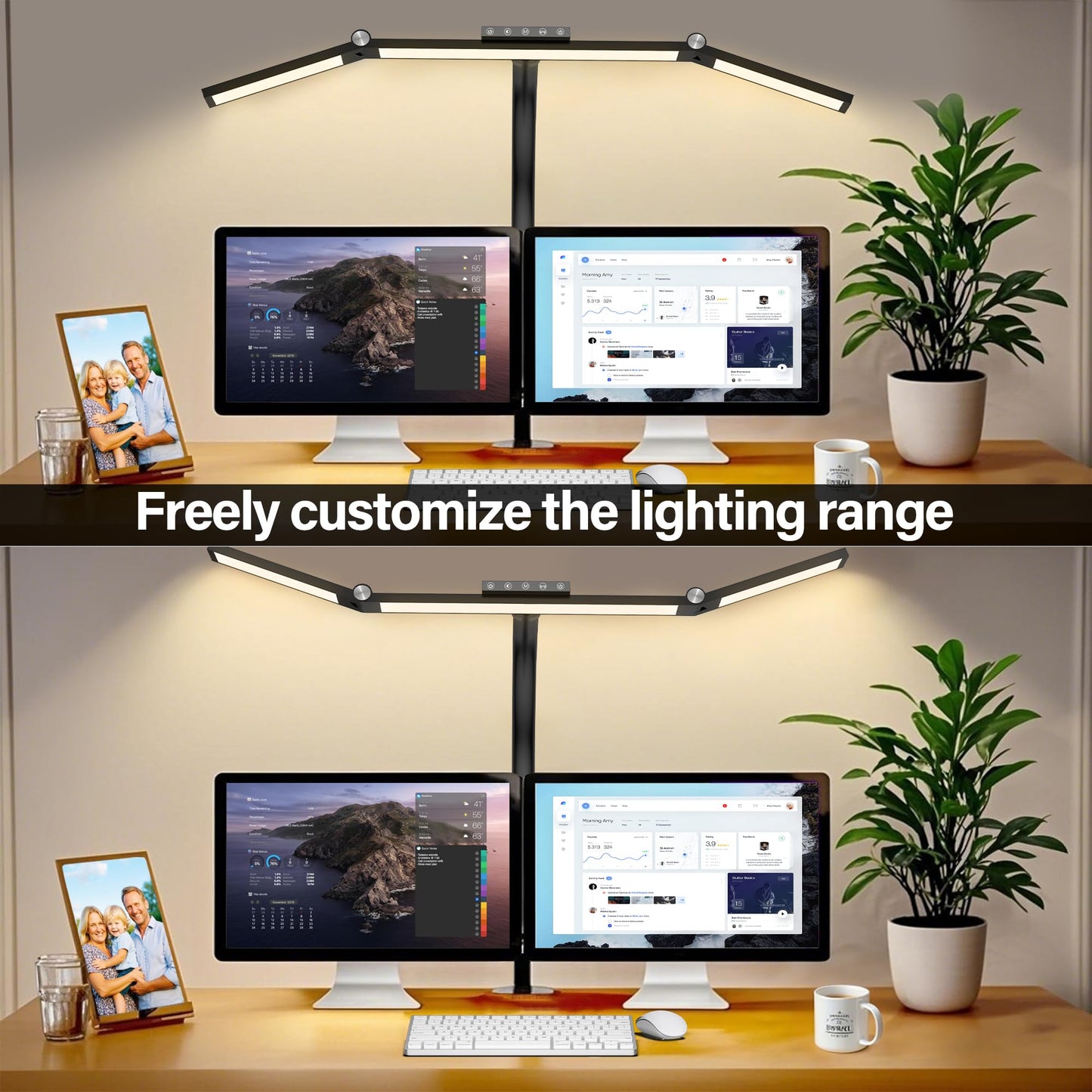 VOURTM LED Desk Lamp with Clamp, 24W Eye-Care Desk Light with Smart Remote, Stepless-Dimming and Color Temp Control, Architect Desk Lamp for Home Office, Workbench, Reading, Study, Painting