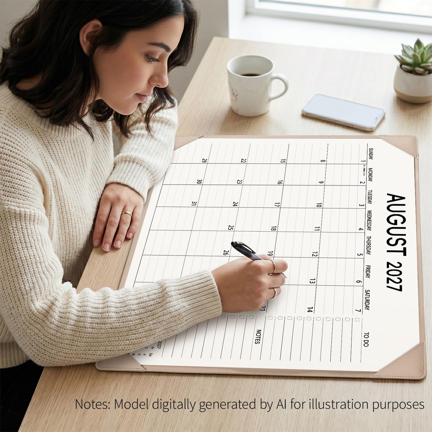 Sekipamu Desk Calendar 2026-2027 with Desktop Mat – July 2026 to December 2027 Desk Calendar Large 22x17 inch, Office Supplies 18 Months Big Desktop Calendar for Home Office, Blue (Apricot)
