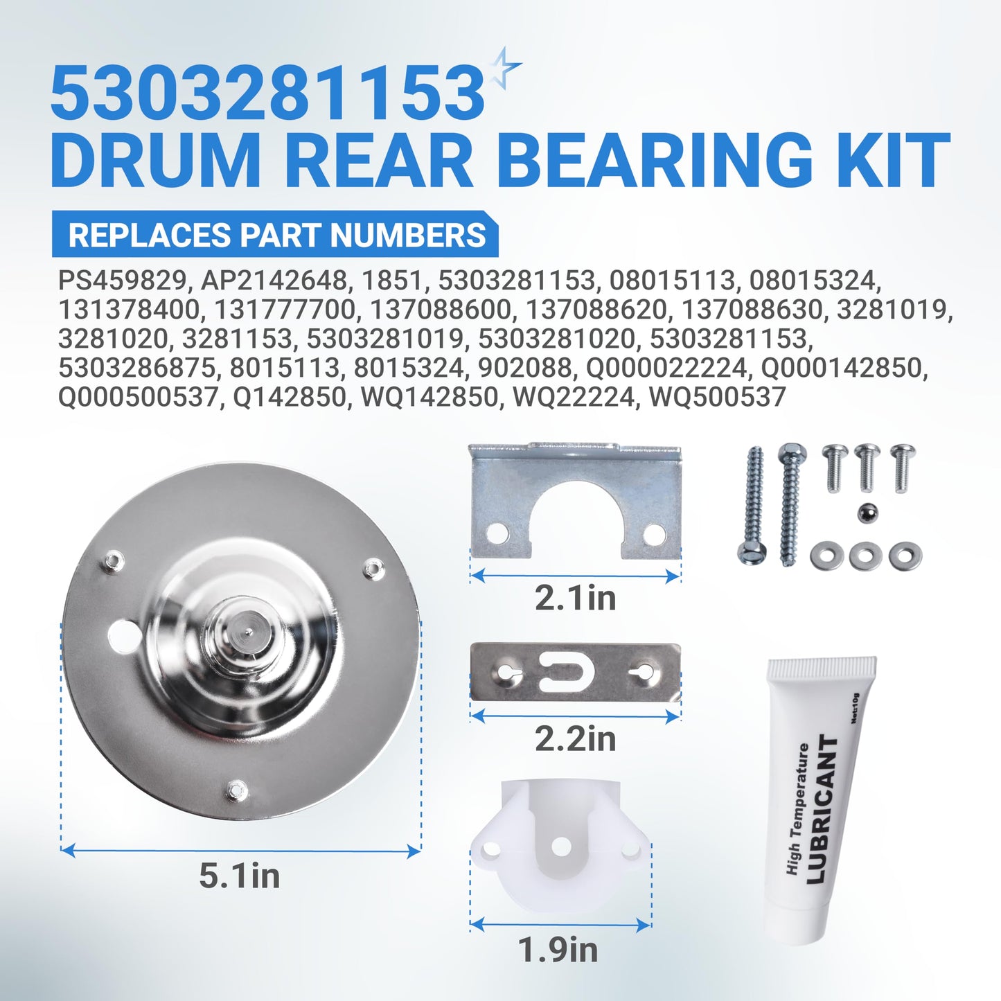 BlueStars Ultra Durable 5303281153 & 134503600 Dryer Rear Bearing Replacement - Compatible with Kenmore & Gibson Dryers - Replaces PS459829 AP2142648 PS1148434 134163400