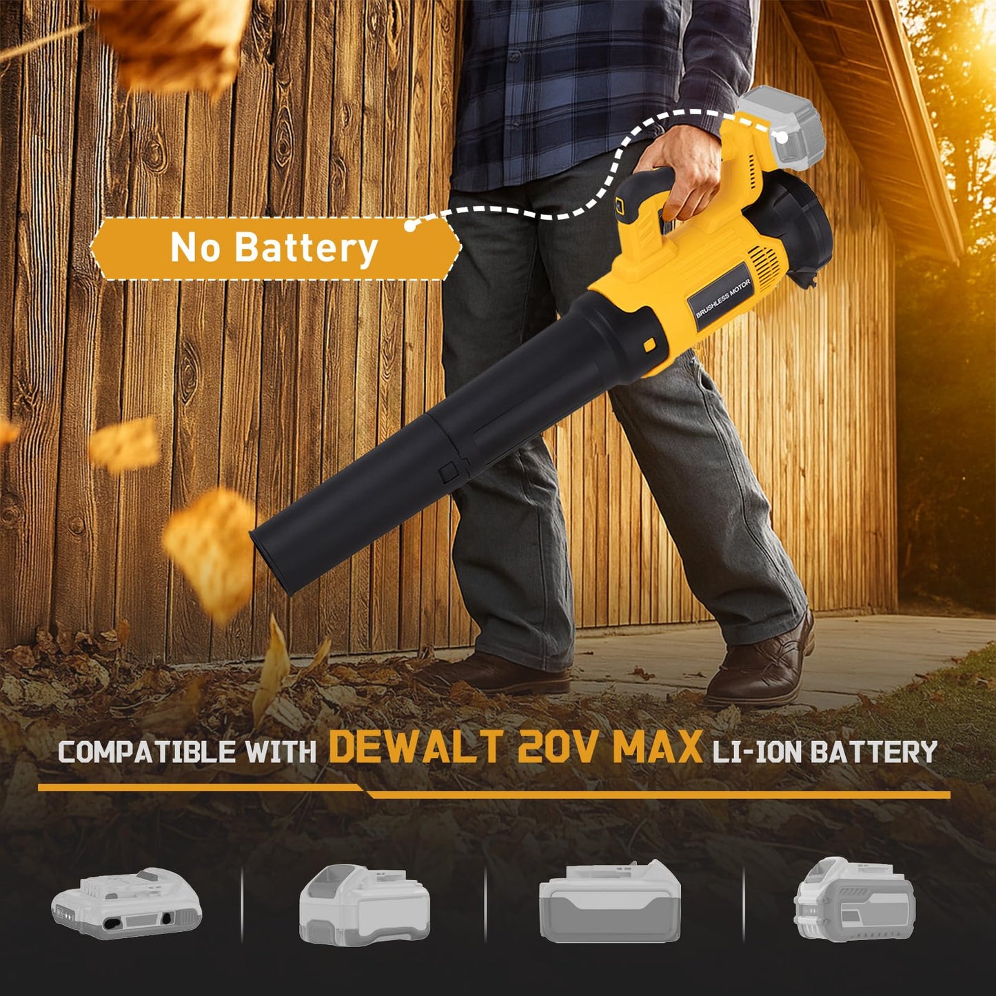 Cordless Leaf Blower Fit for Dewalt, 650 CFM Electric Leaf Blower, with Brushless Motor Built-in Protection Device, Variable Speed, Turbo Mode, for Driveway Lawn Care, Yard, Snow(Tool ONLY)