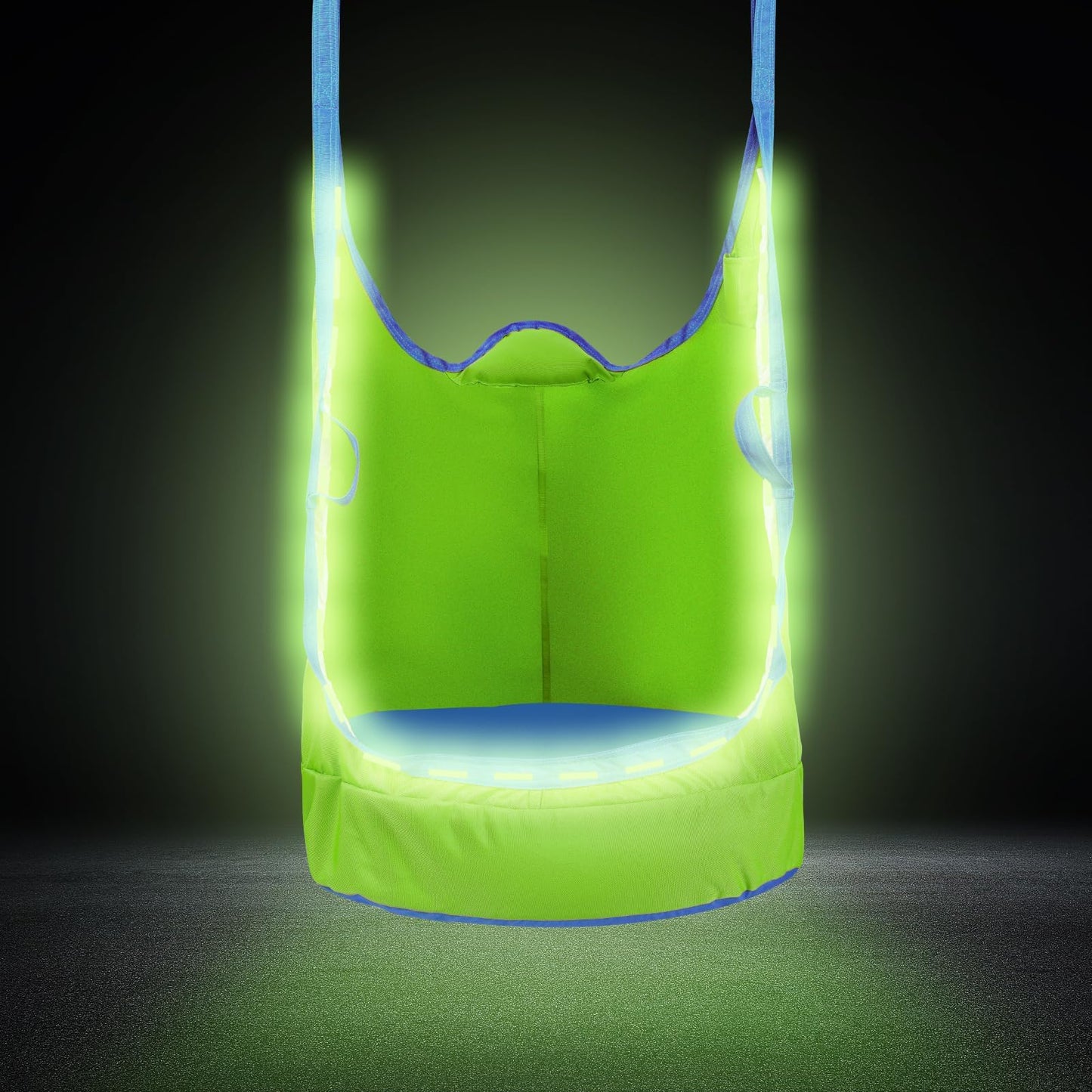 Upgraded Kids Pod Swing Chair,Light up Child Hanging Hammock Chair,Pod Swing Seat for Indoor and Outdoor with All Accessories(Green)