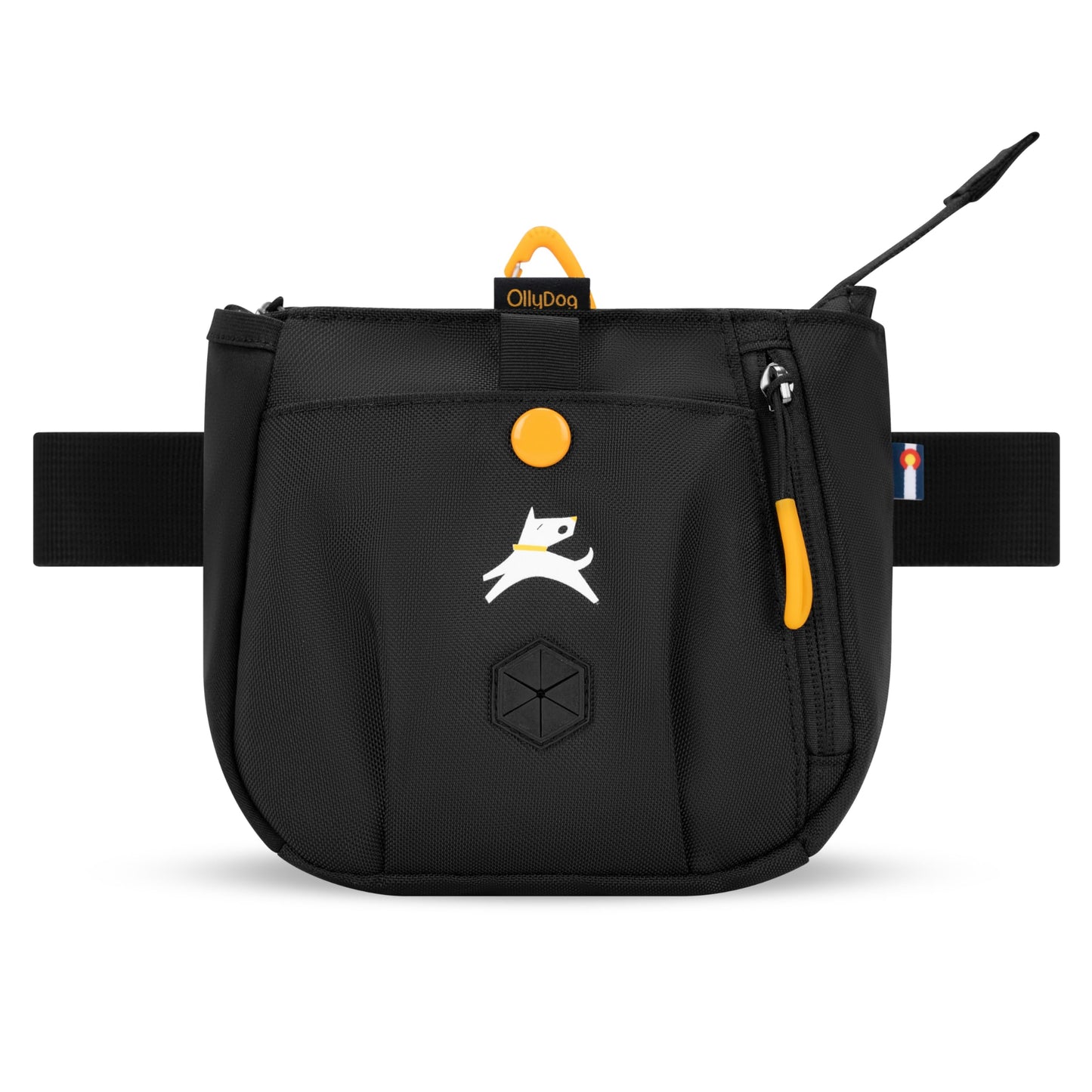OllyDog Backcountry Day Bag | Hands-Free Dog Training Treat Pouch | Fanny/Hip Pack with Zipper Closure & Built-in Poop Bag Dispenser | Removable Waist Clip (Raven S'25)