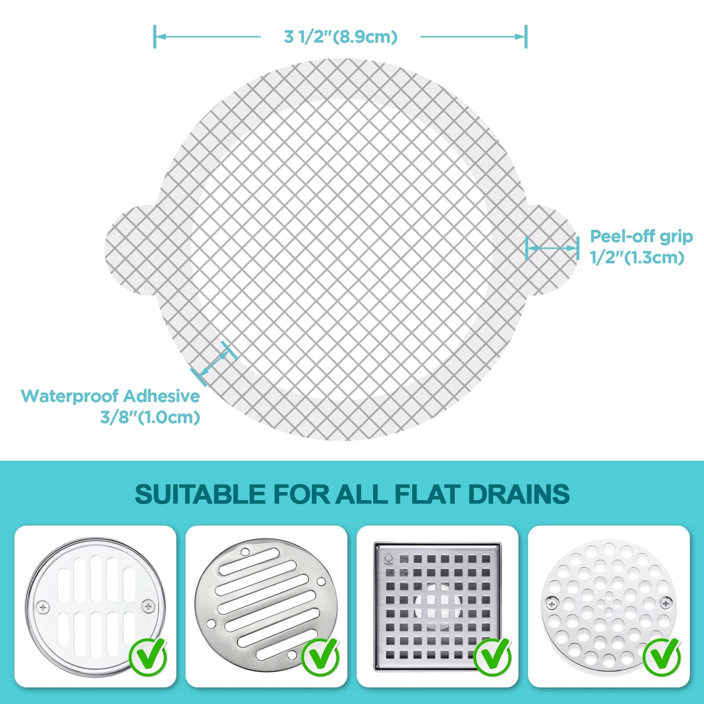 Aire Allure, 50 Pack, Disposable Shower Drain Hair Catcher Mesh Stickers…