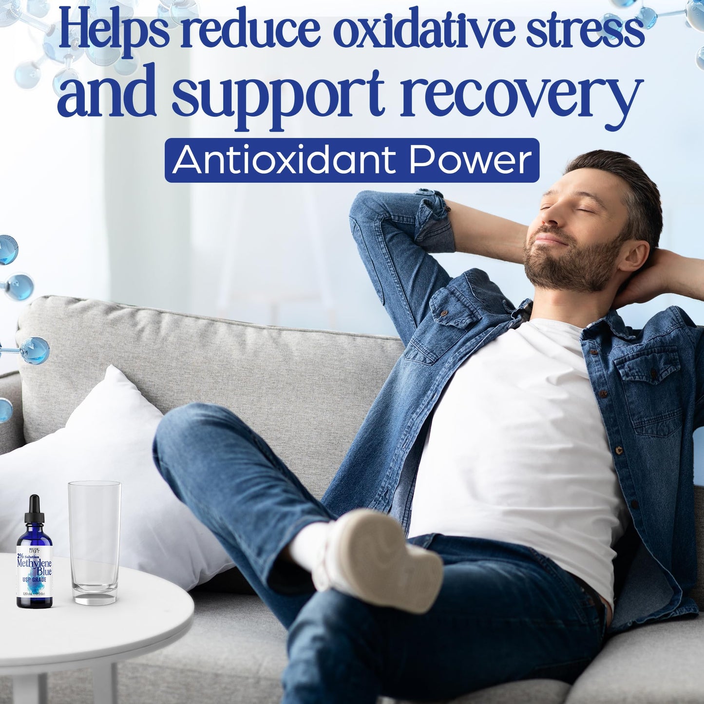 2% High Concentrate Methylene Blue 120ml Solution - Ultra High Purity, 2% Aqueous USP Grade Solution, Formaldehyde Free, Amber Glass Bottle with Graduated Dropper, Includes Certificate.