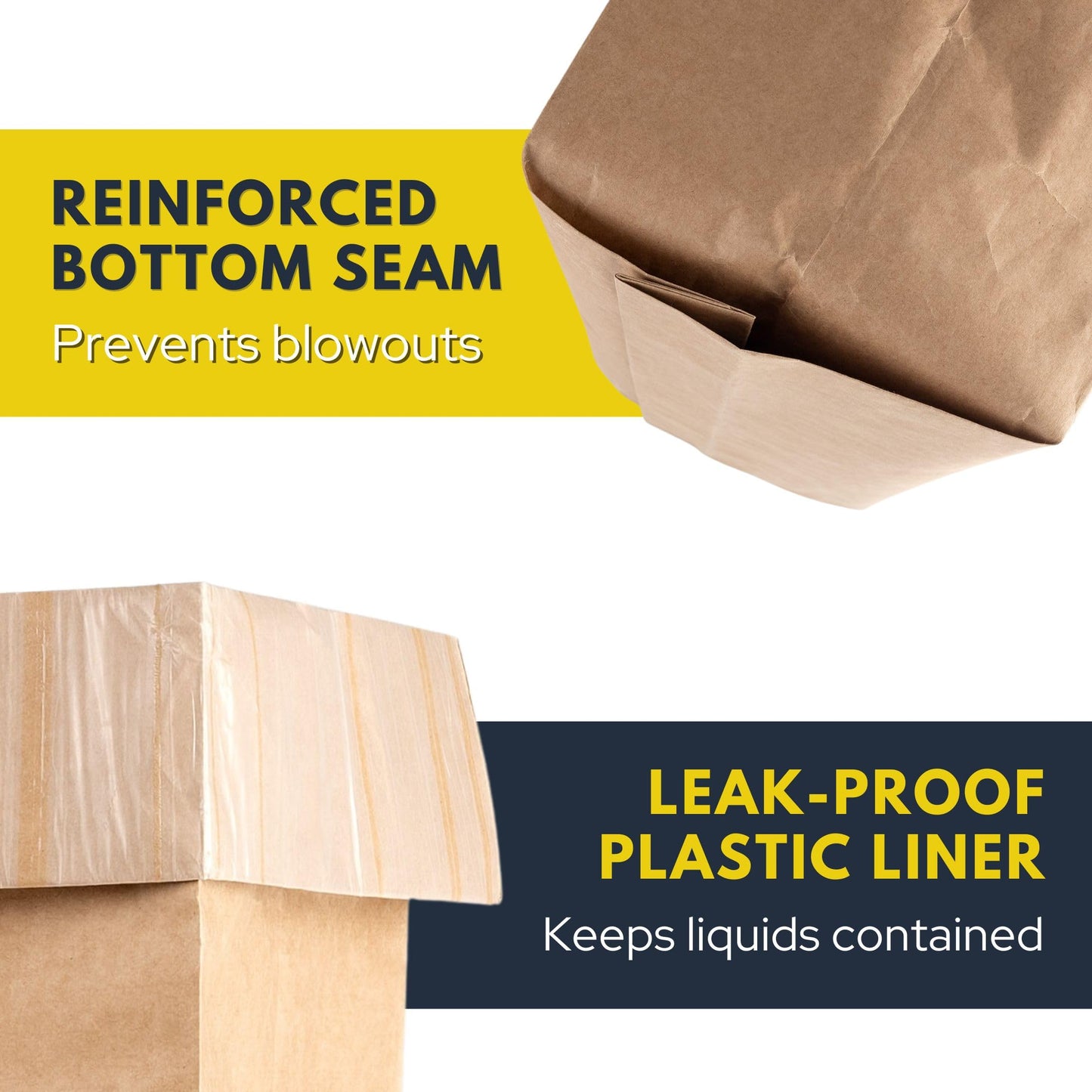Wenses Trash Compactor Bags for Kitchen (12-Pack), 25% Thicker Kraft Paper Compactor Bags with Leak-Proof Liner & Sticker Seals