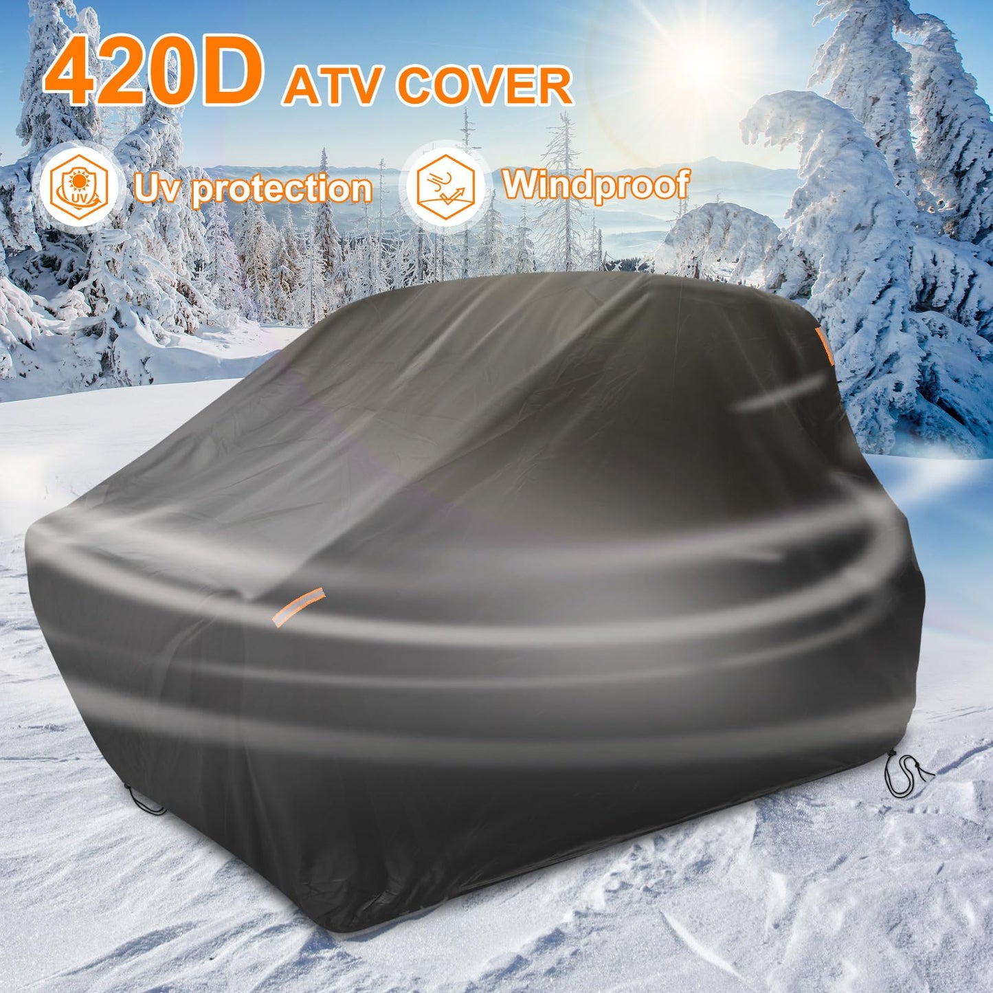 XXXL ATV Cover, Heavy Duty 4 Wheeler Covers, 420D Oxford Cloth Waterproof All Weather Protection Cover Fits up to 100" for Most Snowmobiles Cover, Polaris Kawasaki Suzuki