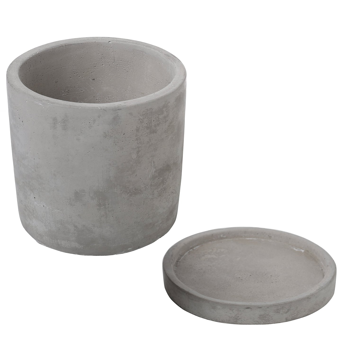 Set of 2 Modern 4-Inch Gray Unglazed Cement Succulent Planter Pots with Removable Saucer