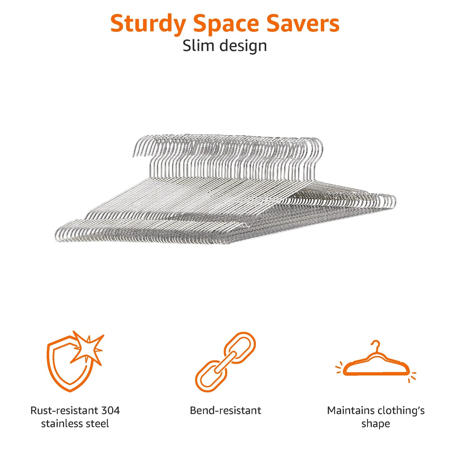 Amazon Basics Stainless Steel Clothes Hangers - 50-Pack