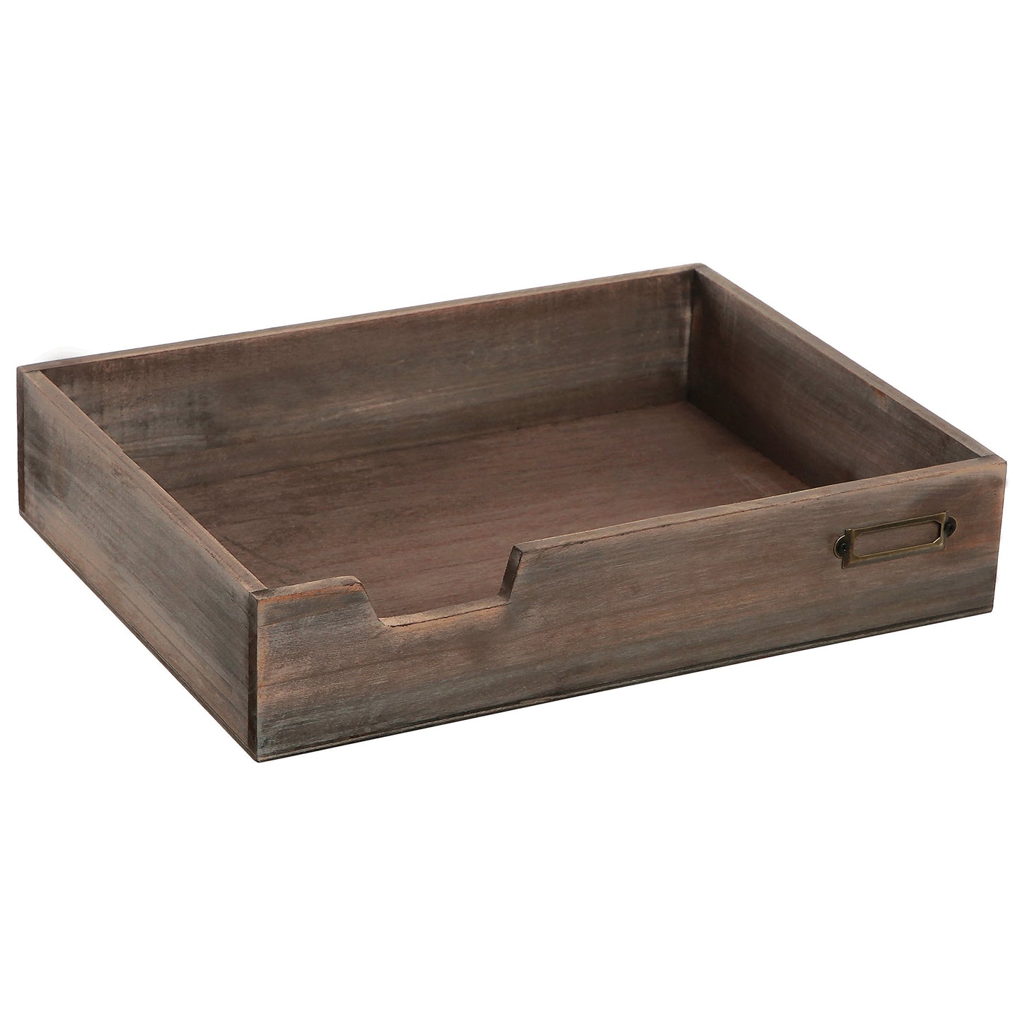 MyGift® Distressed Finish Brown Vintage Wood Office Desktop Paper, File, Folder, Magazine Holder Tray