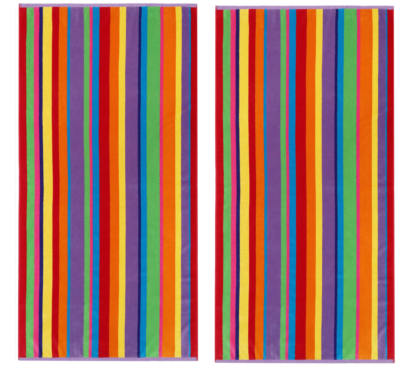 COTTON CRAFT Oversized Beach Towel - 2 Pack 35x70 XL Summer of Siam Towel Set - 100% Cotton Pool Bath Towel - Terry Jacquard Velour 450 GSM Plush Super Soft Absorbent Luxury - Multi Color Stripe
