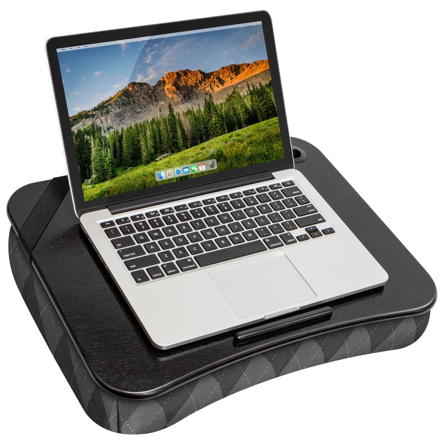 LapGear Designer Lap Desk with Phone Holder and Device Ledge - Gray Argyle - Fits up to 15.6 Inch Laptops - Style No. 45438