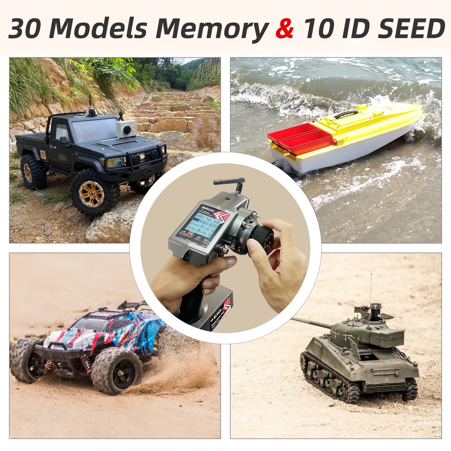Radiolink RC6GS V3 7 Channels 2.4Ghz RC Transmitter and Receiver R7FG, Gyro Voltage Telemetry Waterproof RX, 30 Models Storage Surface Radio Remote Controller for RC Crawler, Boat, Drifting Car